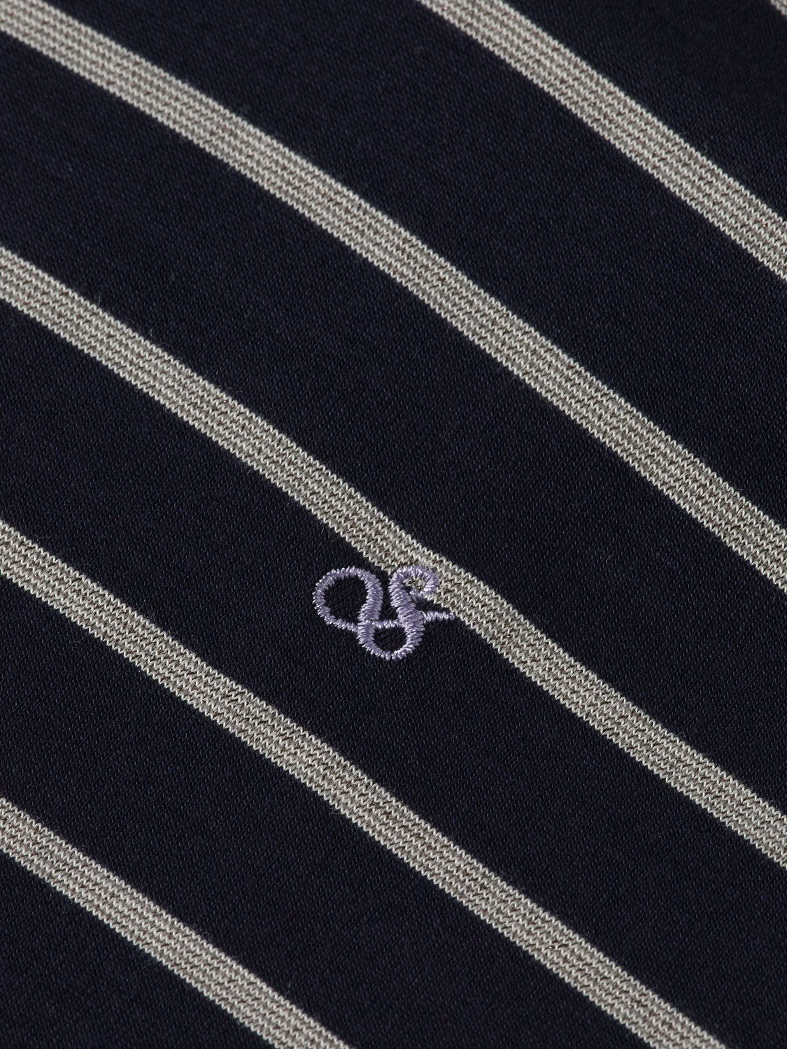 Striped short-sleeve T-shirt by Scotch & Soda featuring blue, white, and navy horizontal stripes on soft cotton fabric.