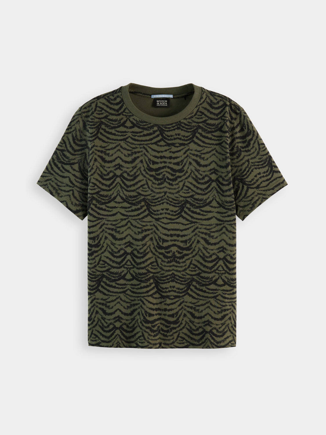 Printed Scotch & Soda short-sleeve t-shirt with colorful graphic design on front, casual fit, lightweight cotton fabric.