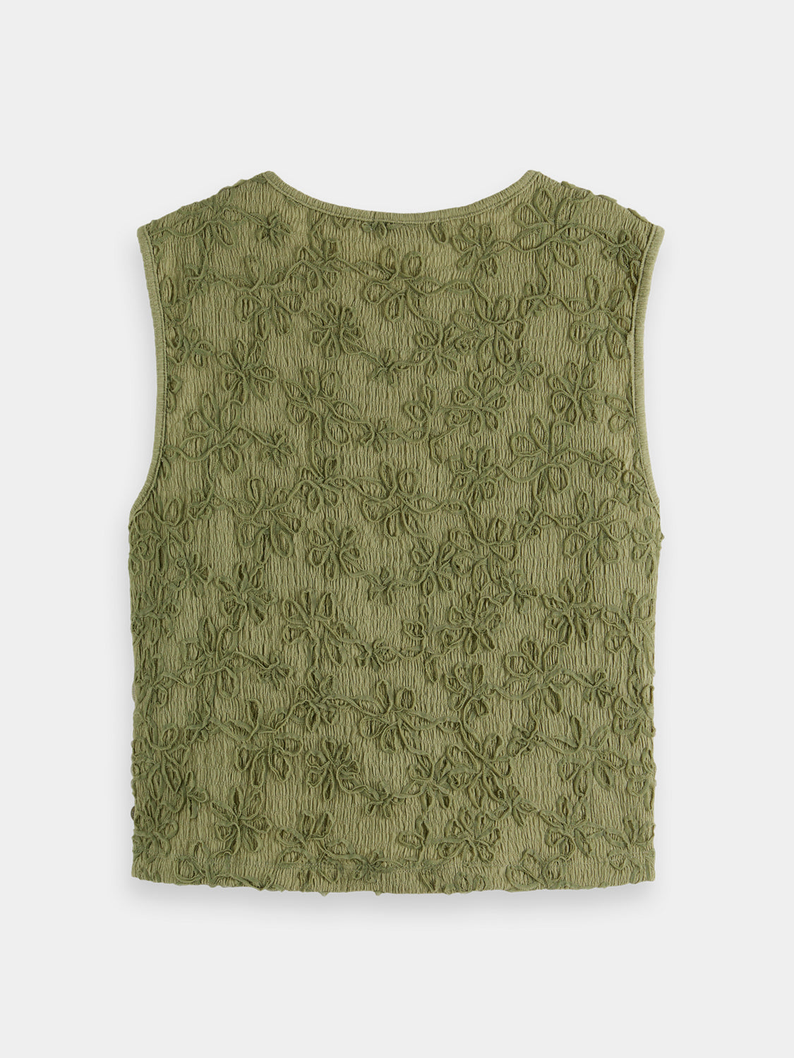 Structured tank top with bow closure by Scotch & Soda, featuring a fitted design and back view in the image.