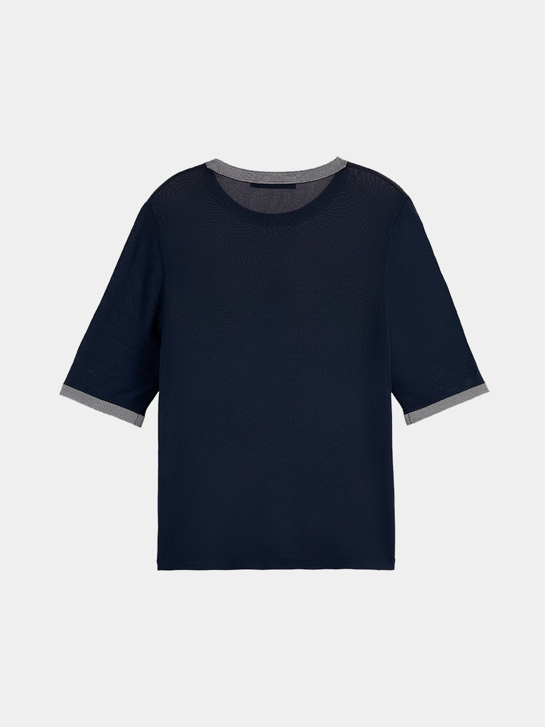 Black short-sleeved knit pullover by Scotch & Soda, showcasing a close-up of the textured knit fabric.
