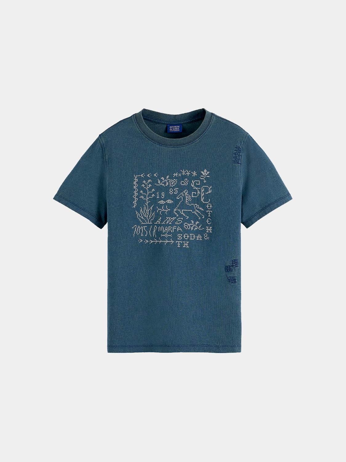 Short sleeve graphic t-shirt by Scotch & Soda featuring vibrant print design and comfortable fit.