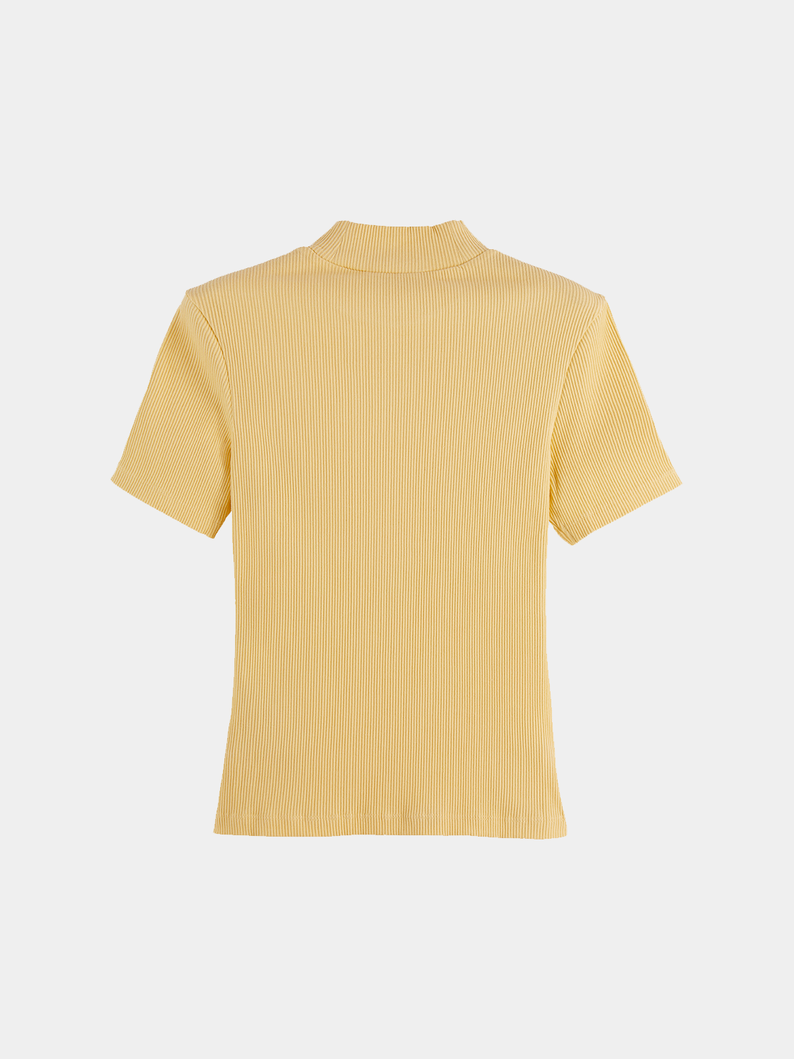 Black Scotch & Soda mock neck ribbed top, short sleeve tee with a fitted silhouette and textured fabric.