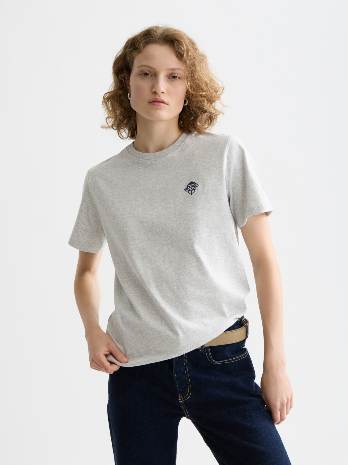 Embroidered Scotch & Soda short-sleeve T-shirt with colorful floral design on front, casual fit, and soft cotton fabric.