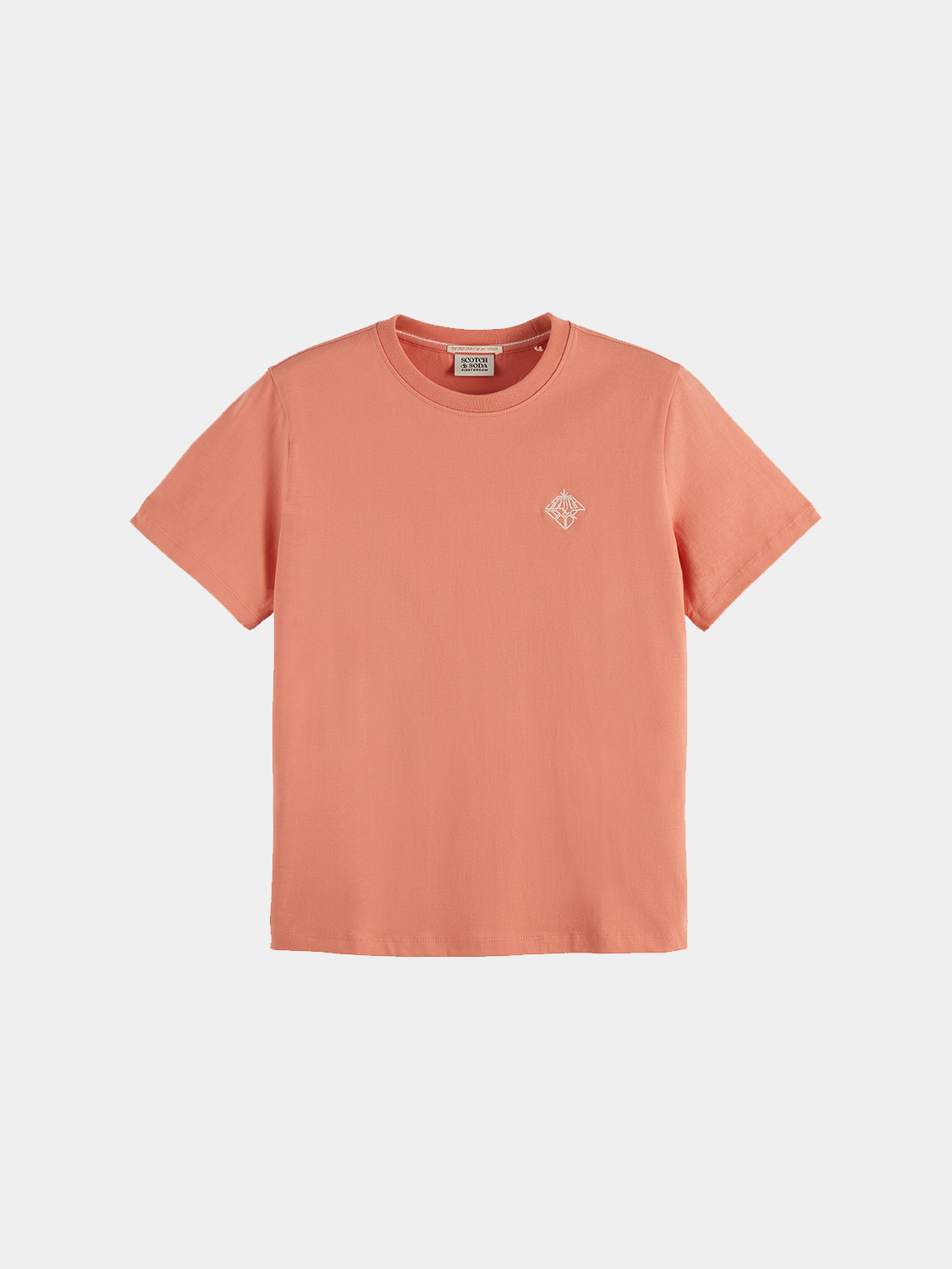 Scotch & Soda embroidered short-sleeve T-shirt with colorful floral embroidery on front, casual men's summer tee
