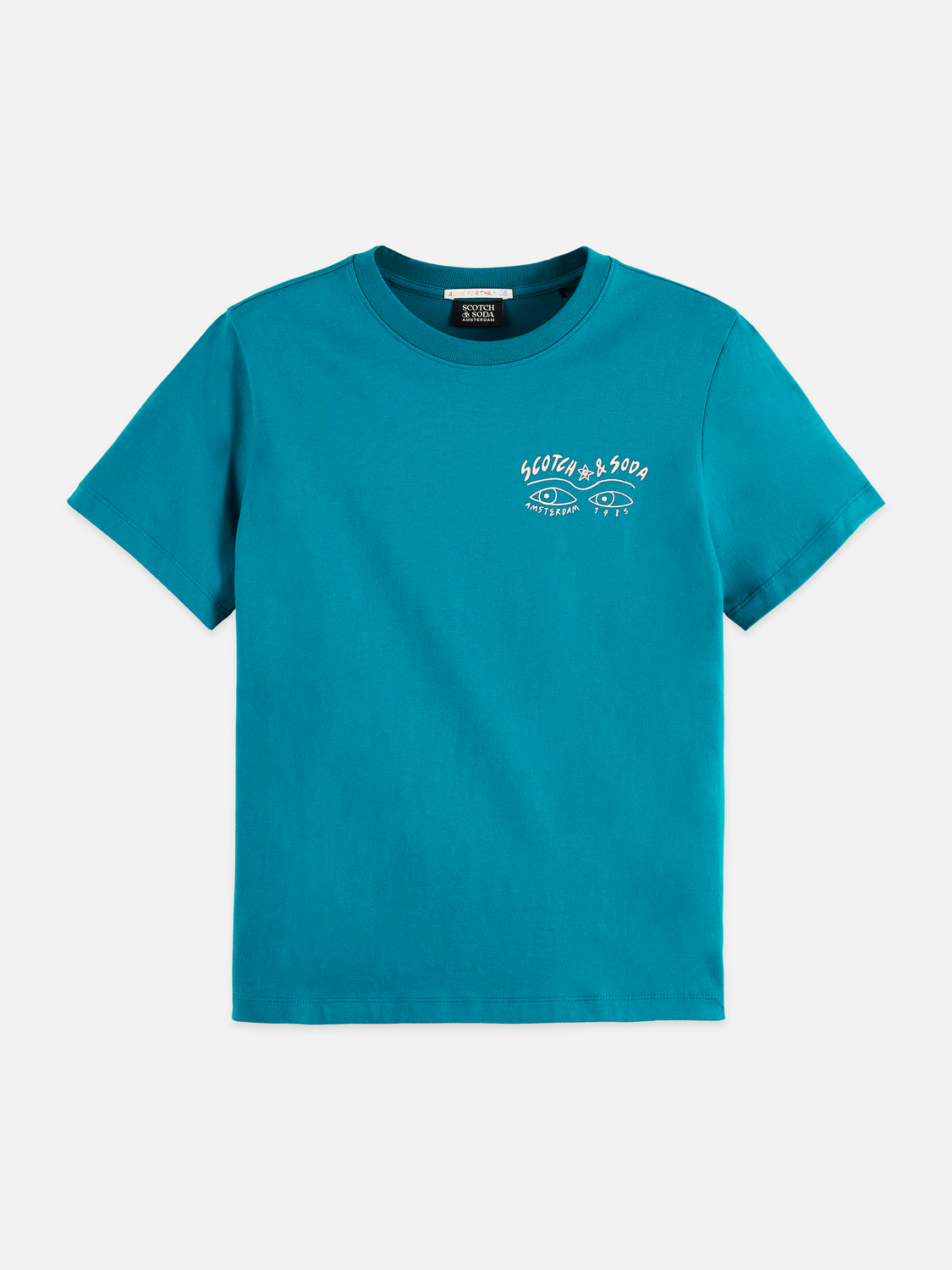 SCOTCH & SODA chest artwork short-sleeve T-shirt in soft cotton fabric