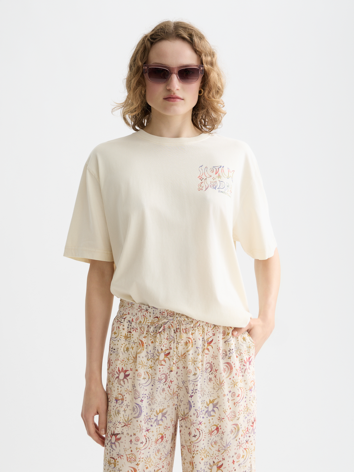SCOTCH & SODA artwork short-sleeve T-shirt in U137 colorway shown from the front