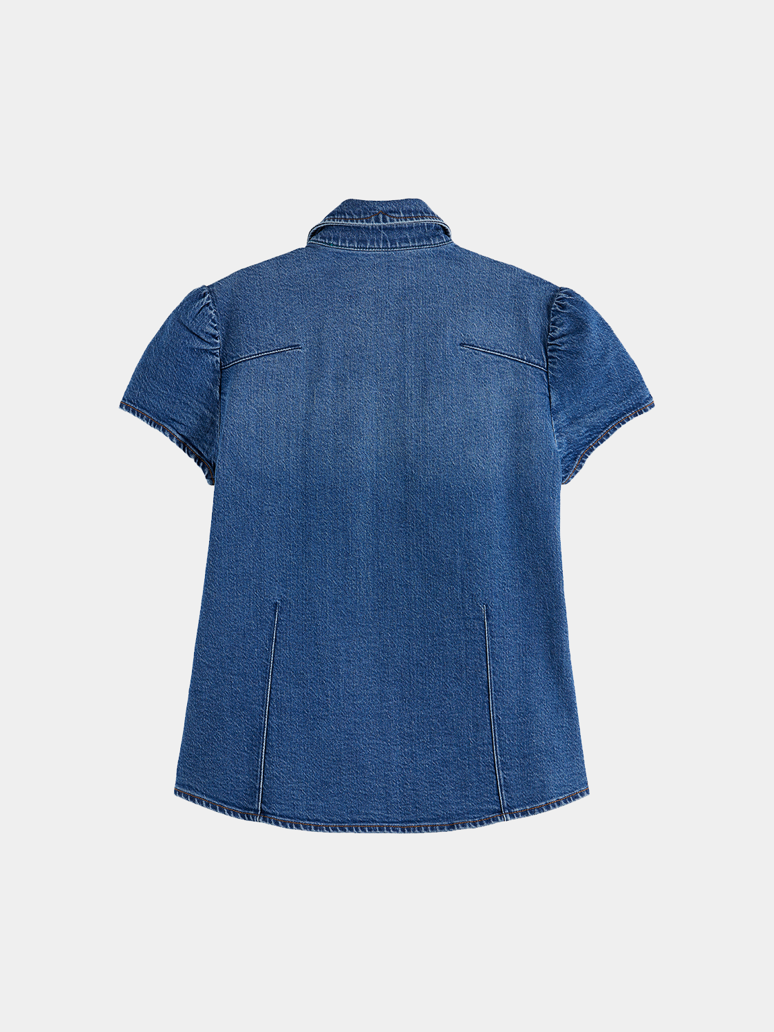 Blue fitted denim shirt from Scotch & Soda, short-sleeve casual shirt with button closure and classic collar.
