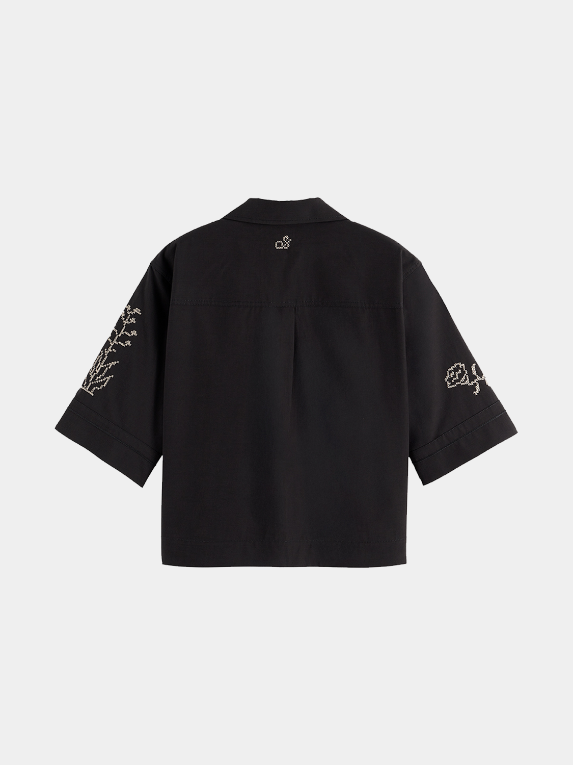 Back view of a stylish Scotch & Soda short-sleeved shirt with a relaxed fit and clean design.