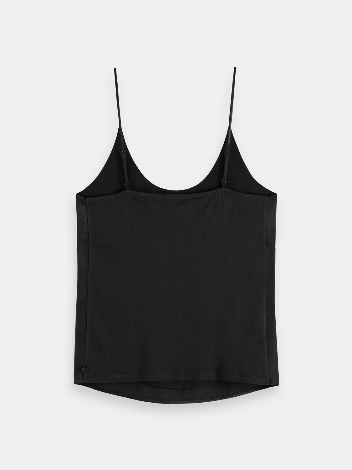 Back view of Scotch & Soda jersey woven tank top, lightweight sleeveless design with woven fabric for a casual summer look.