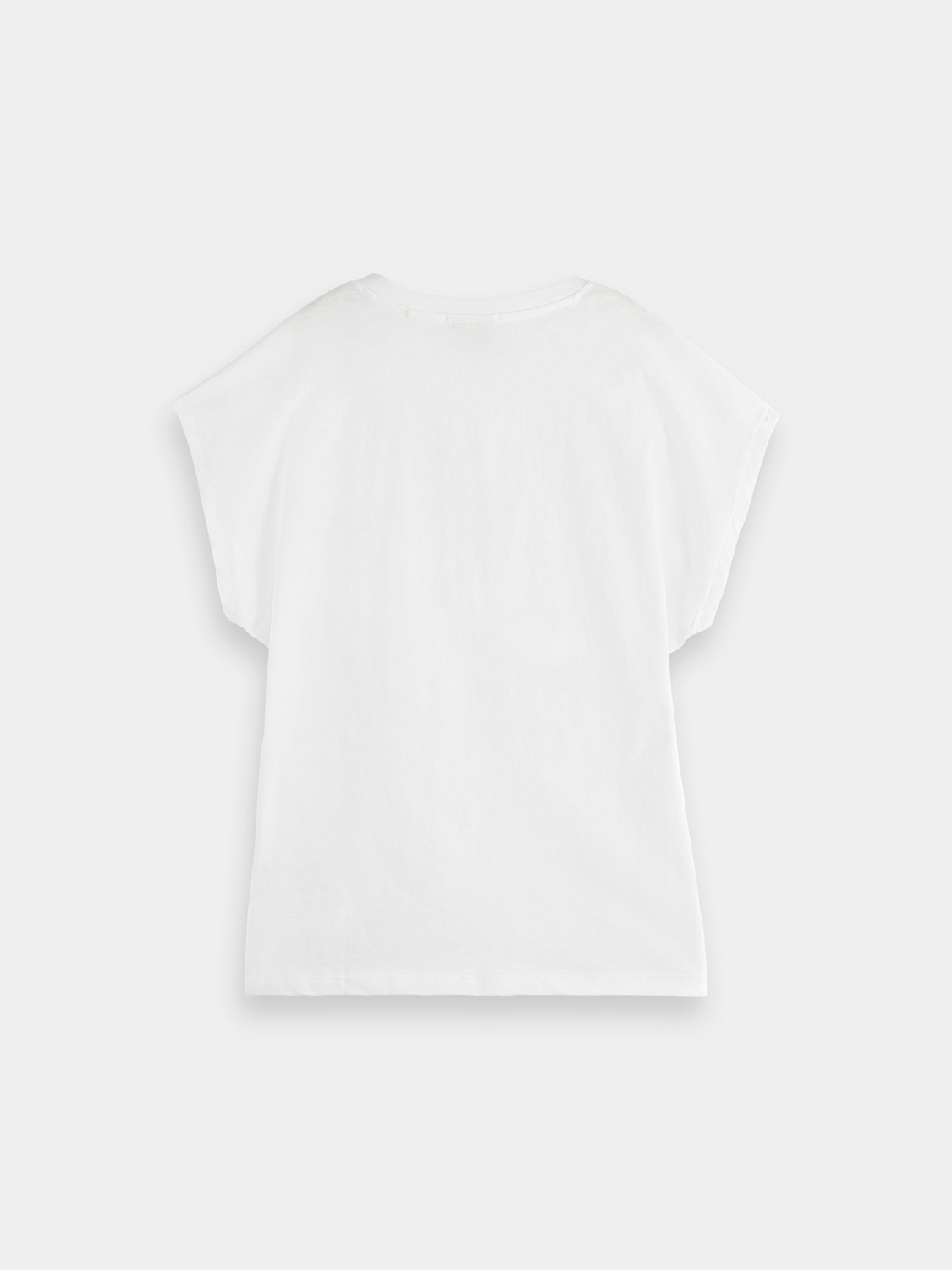 Black Scotch & Soda slub v-neck t-shirt, short sleeve design with textured fabric, displayed on a plain background.