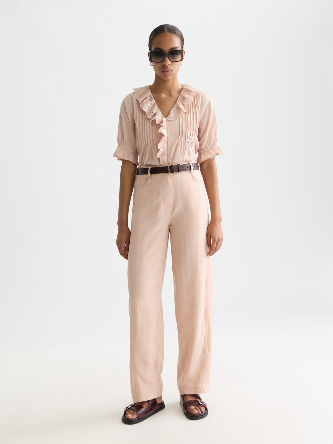 Embroidered short-sleeved woven blouse from Scotch & Soda with intricate embroidery and a relaxed fit.