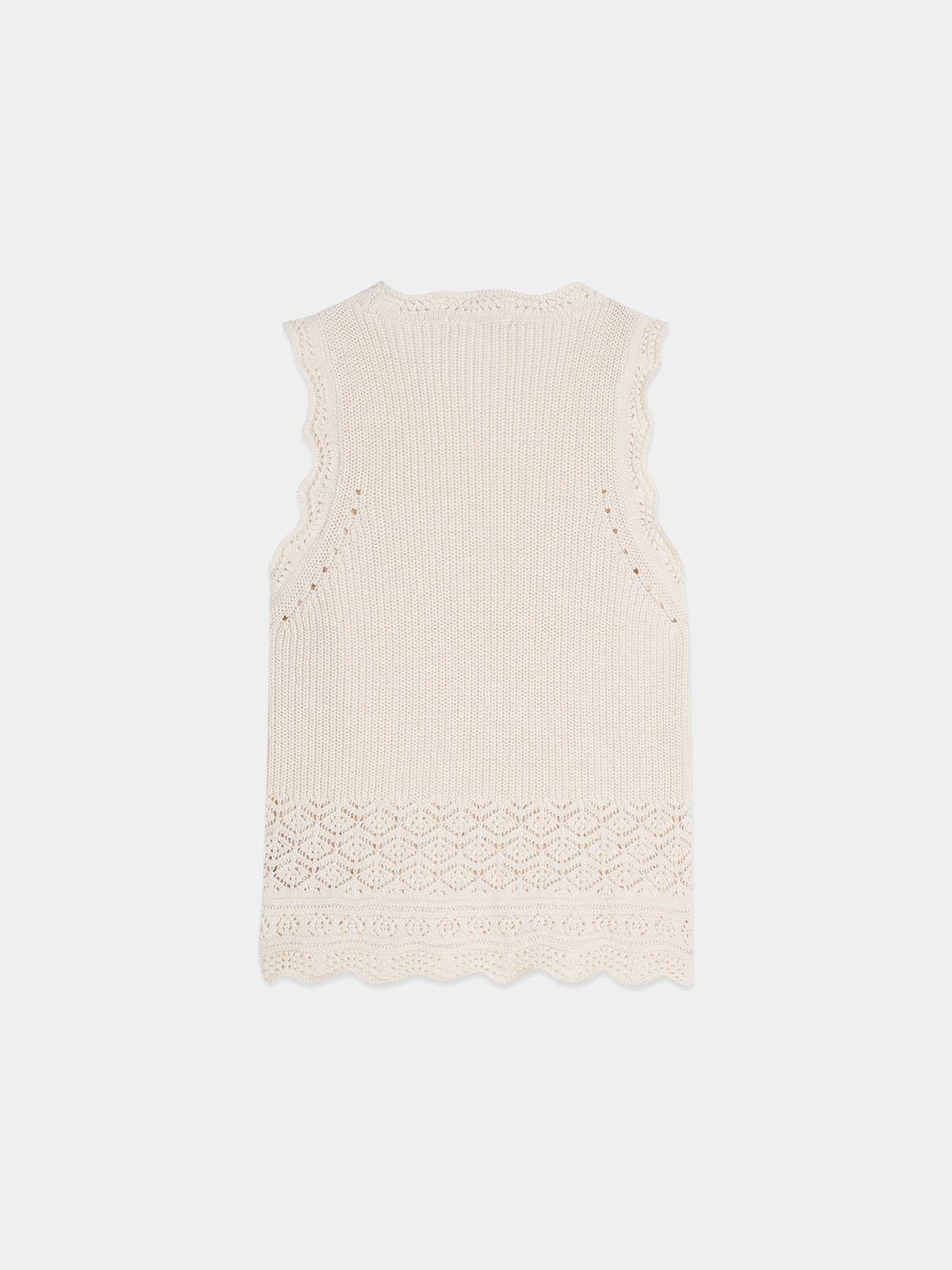 Black pointelle knitted tank vest by Scotch & Soda, featuring a delicate open-knit pattern and sleeveless design.