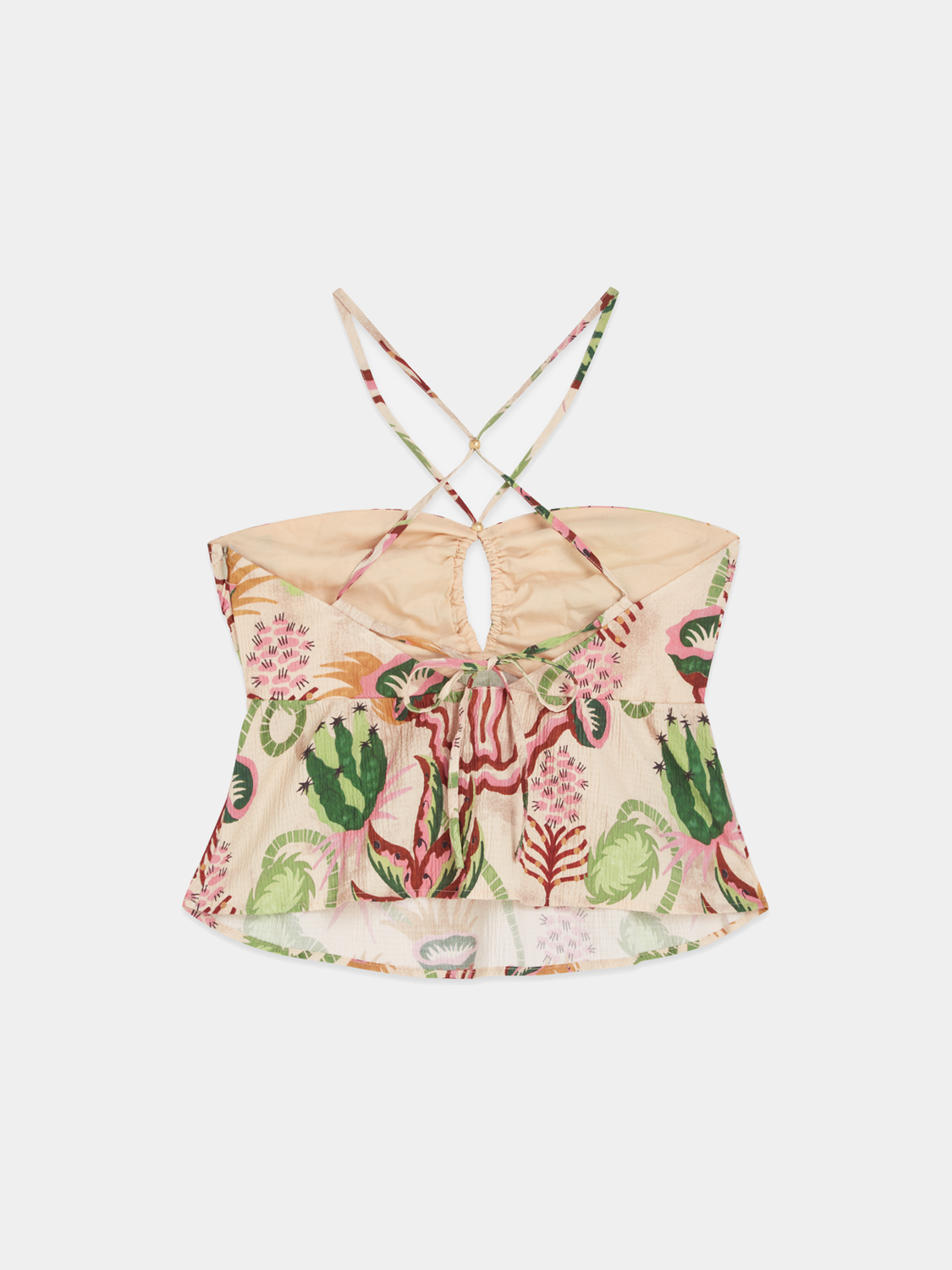 Black Scotch & Soda seersucker halter tank top with a fitted, sleeveless design and tie-back style.