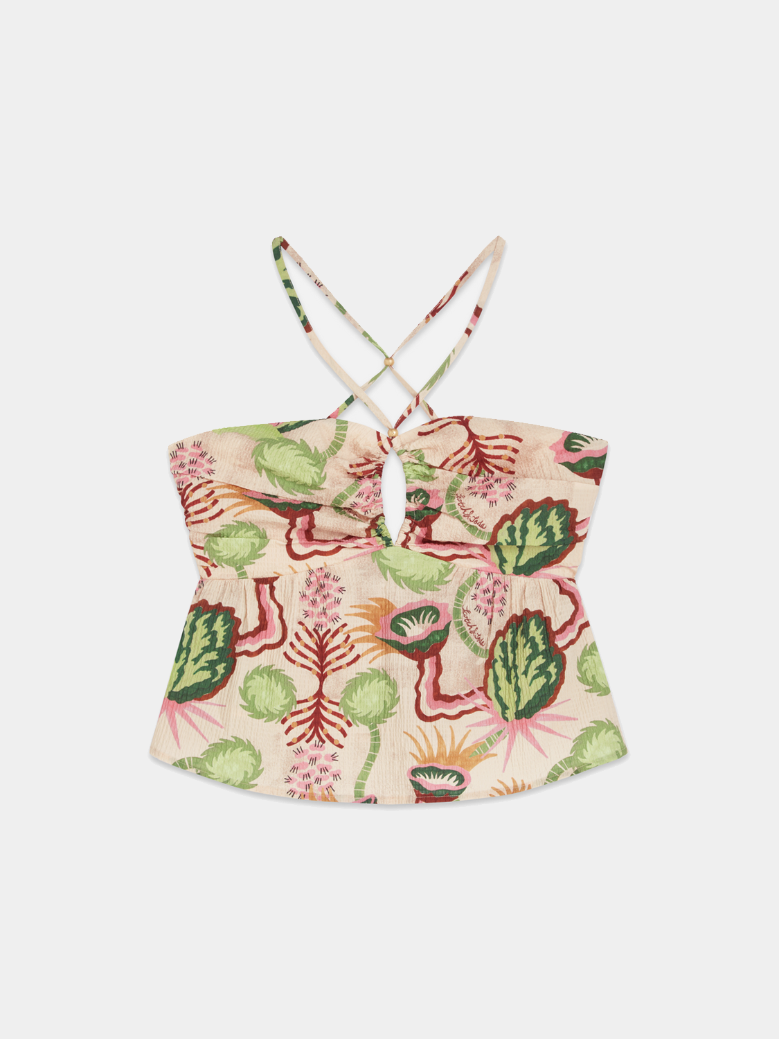 Seersucker halter tank top by Scotch & Soda, featuring lightweight striped fabric and a stylish halter neckline.