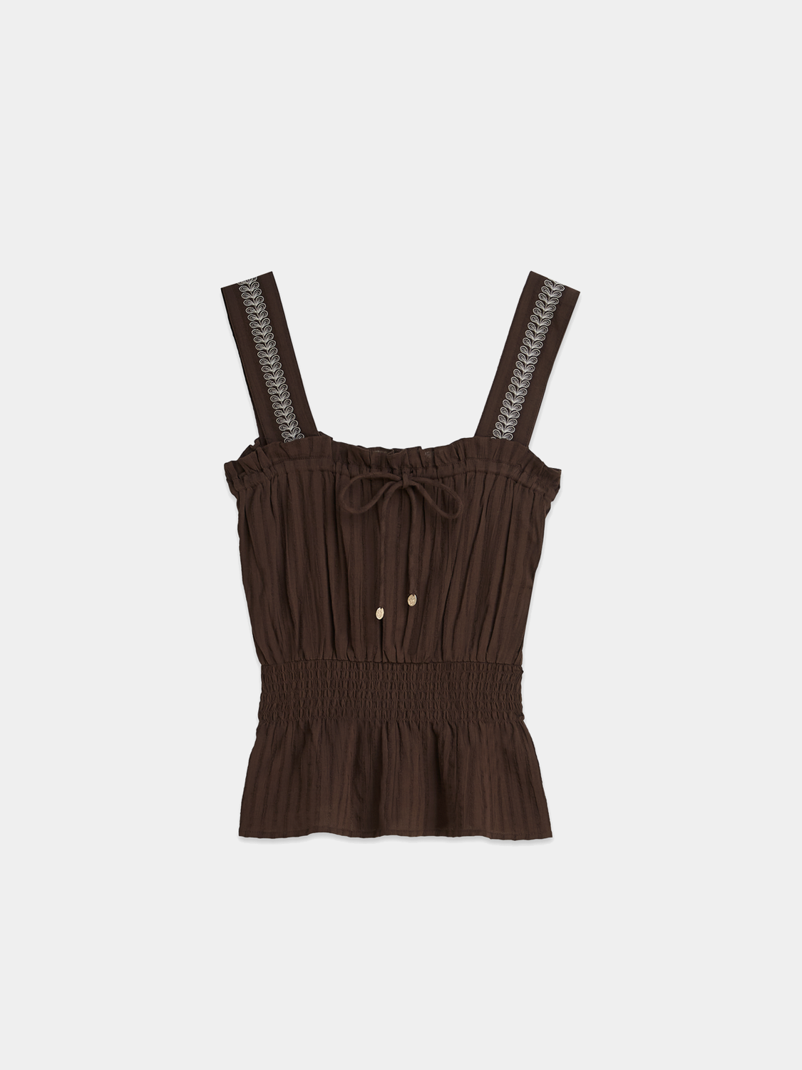 Scotch & Soda smocked waist tank top in soft fabric, featuring a fitted design and sleeveless style for warm weather.