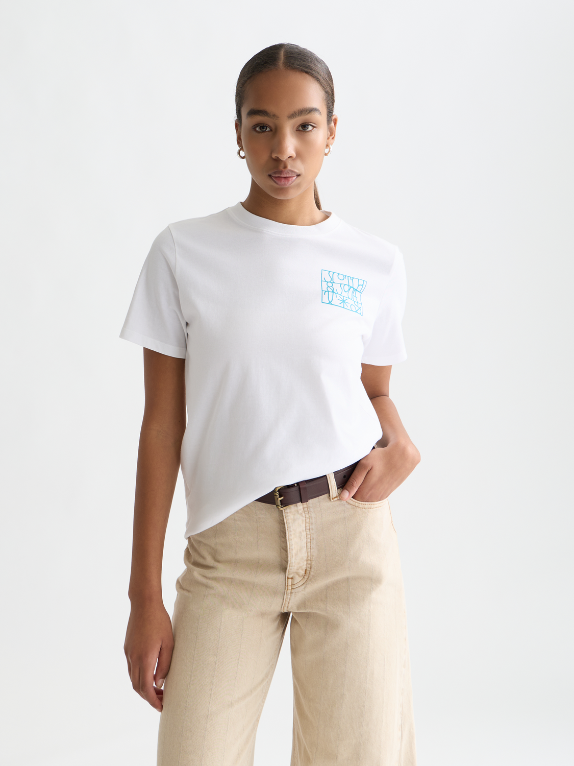 Scotch & Soda artwork short-sleeve t-shirt with colorful graphic print on front, casual crew neck design.