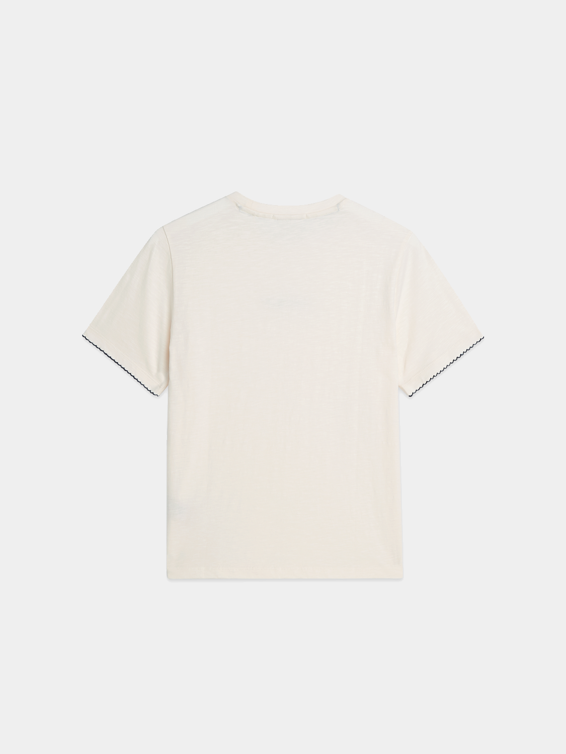 Black embroidered slub T-shirt from Scotch & Soda, short sleeve design with detailed embroidery on the front.