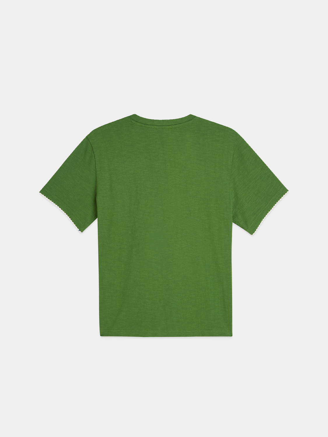 Black embroidered slub cotton T-shirt from Scotch & Soda, short-sleeve casual tee with detailed embroidery design.