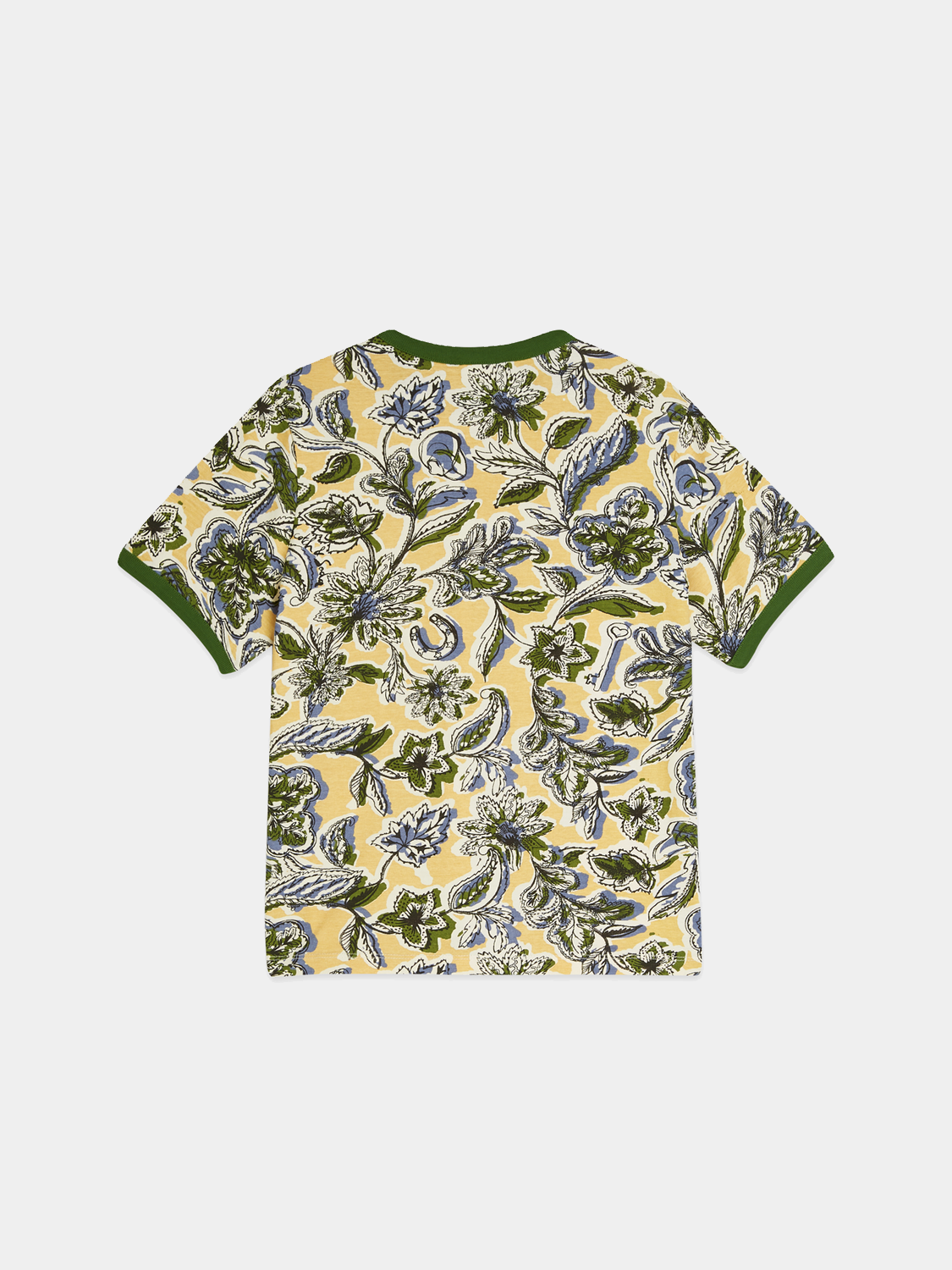 Black printed Scotch & Soda short-sleeve t-shirt with graphic design on front, casual style, and comfortable fit.