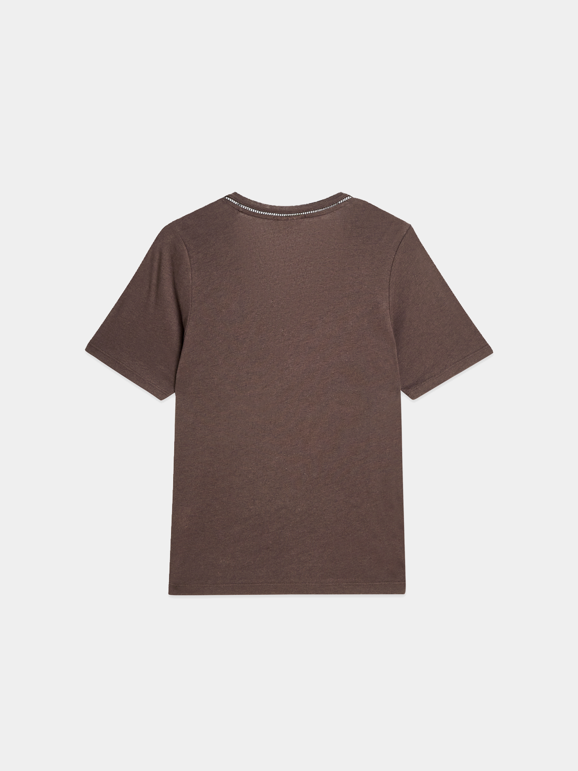 Black Scotch & Soda linen V-neck T-shirt for men, short sleeve design, casual fit, showcasing soft fabric and stylish neckline.