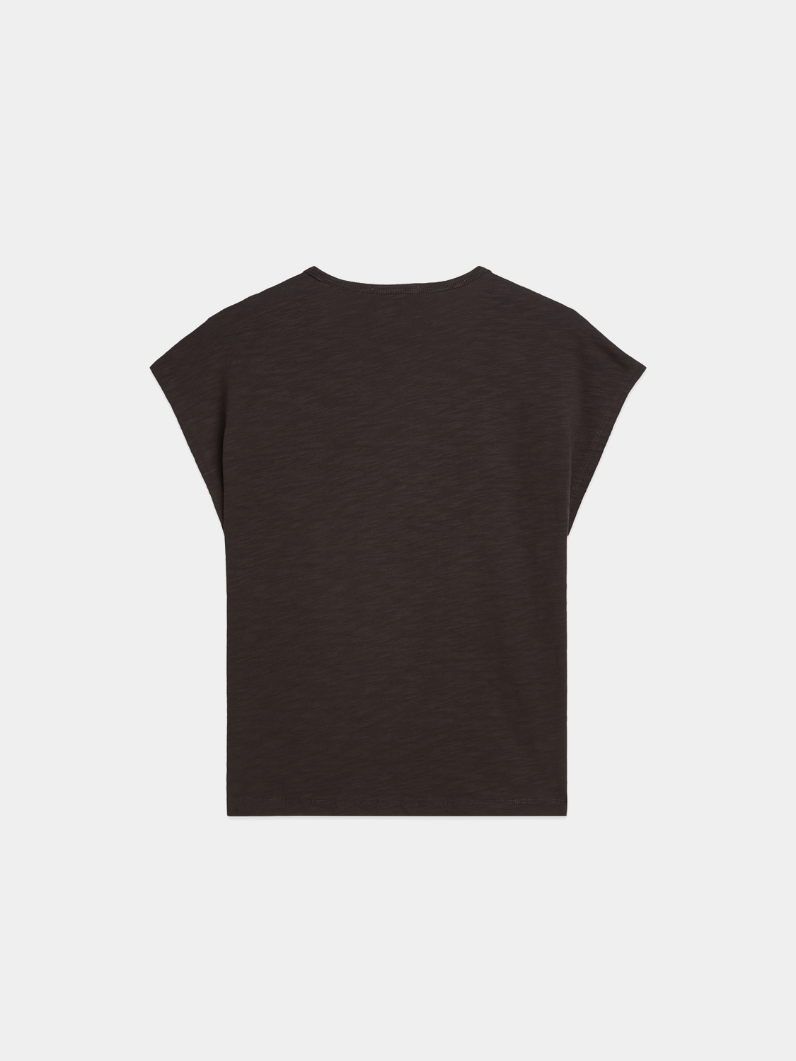 Black embroidered v-neck t-shirt from Scotch & Soda, short-sleeve casual tee with detailed embroidery on the front.