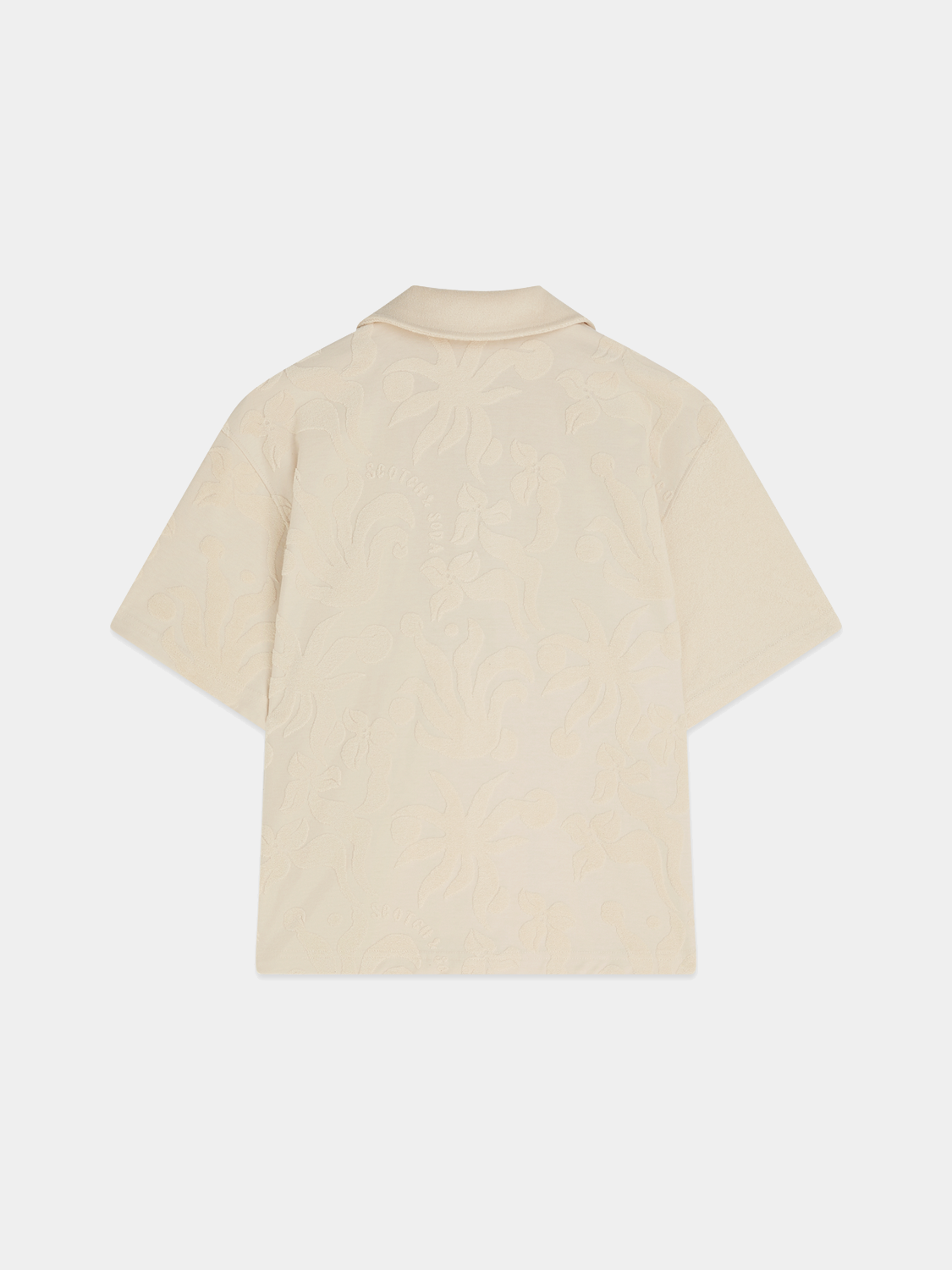 Blue Scotch & Soda towelling short-sleeved shirt with a relaxed fit, displayed flat on a white background.