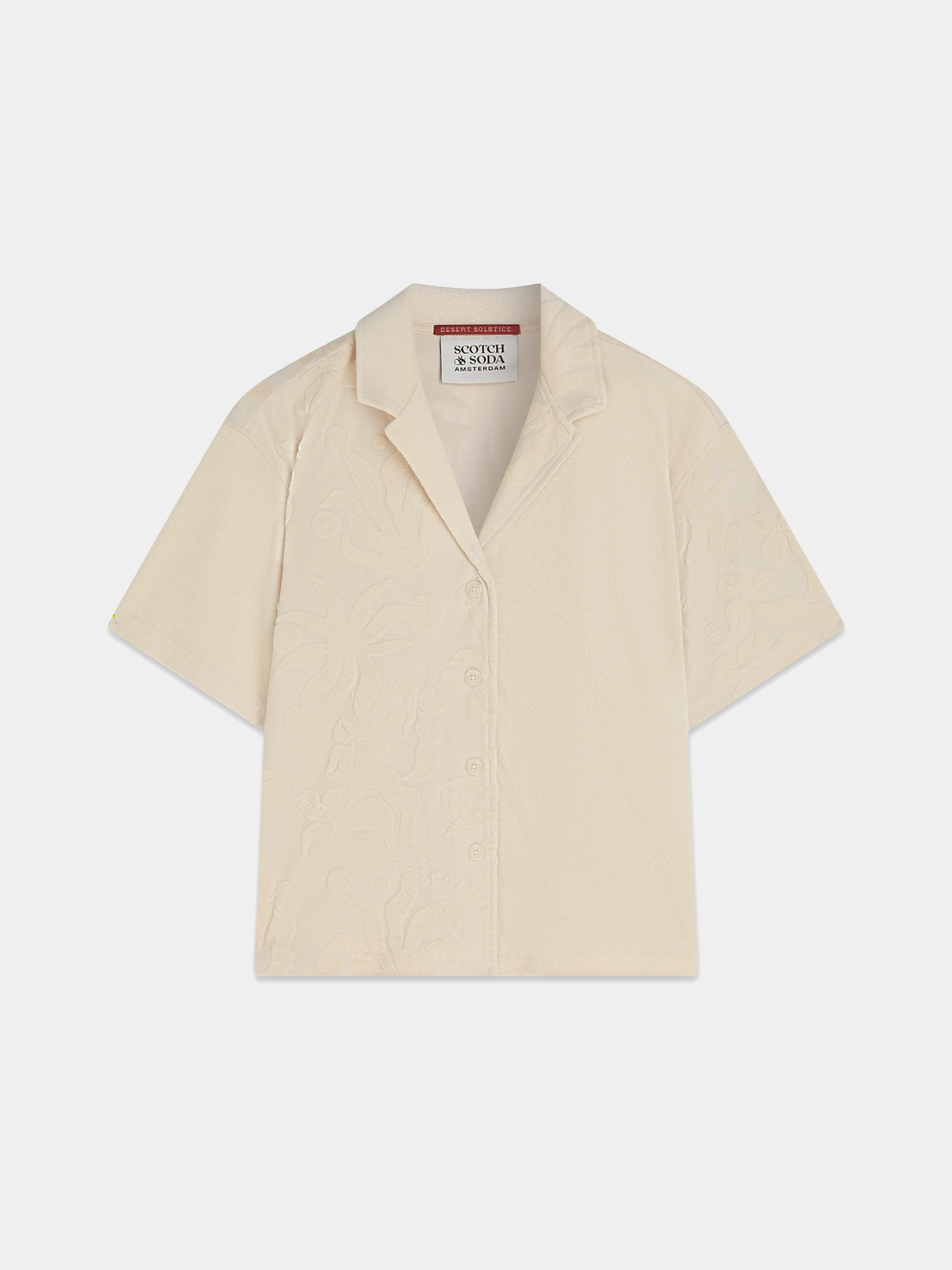 Short-sleeved towelling shirt from Scotch & Soda featuring a casual fit and soft fabric, ideal for warm weather.