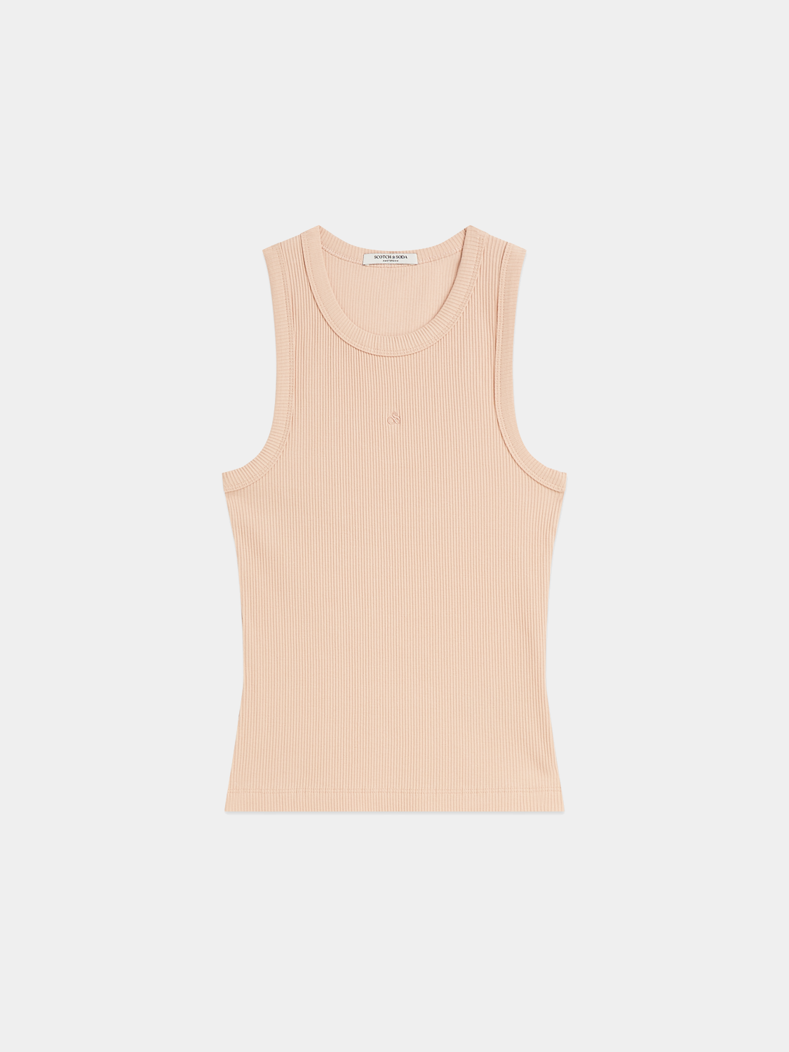 Scotch & Soda rib racer tank top in neutral color, sleeveless design with ribbed fabric for a casual, stylish look