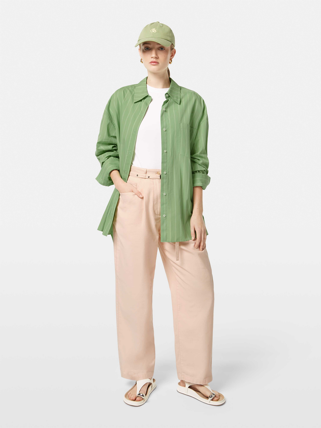 Long sleeve striped girlfriend shirt by Scotch & Soda, showing its stylish design and relaxed fit.