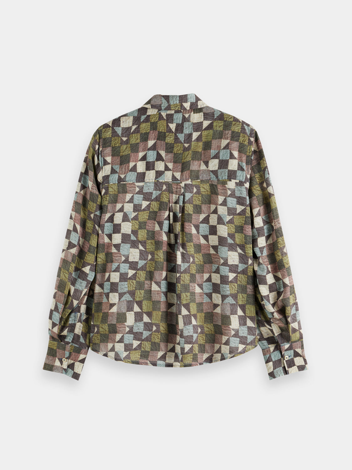 Long sleeve printed shirt by Scotch & Soda featuring a stylish design and comfortable fit, shown on a model.