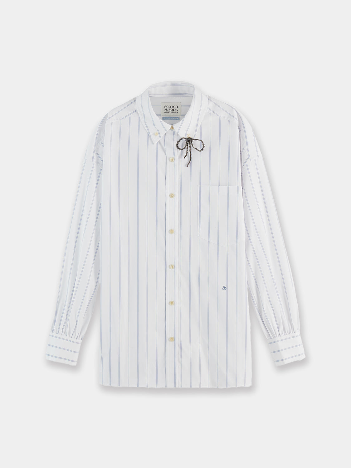 Long-sleeve Scotch & Soda girlfriend shirt with a stylish fit, featuring a classic collar and button-down design.