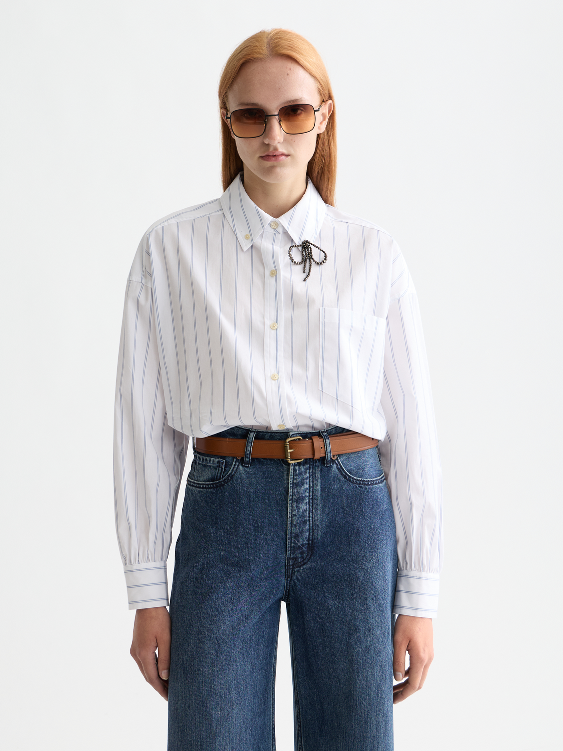 Long sleeve Scotch & Soda girlfriend shirt, featuring a stylish design and comfortable fit, displayed on a model.