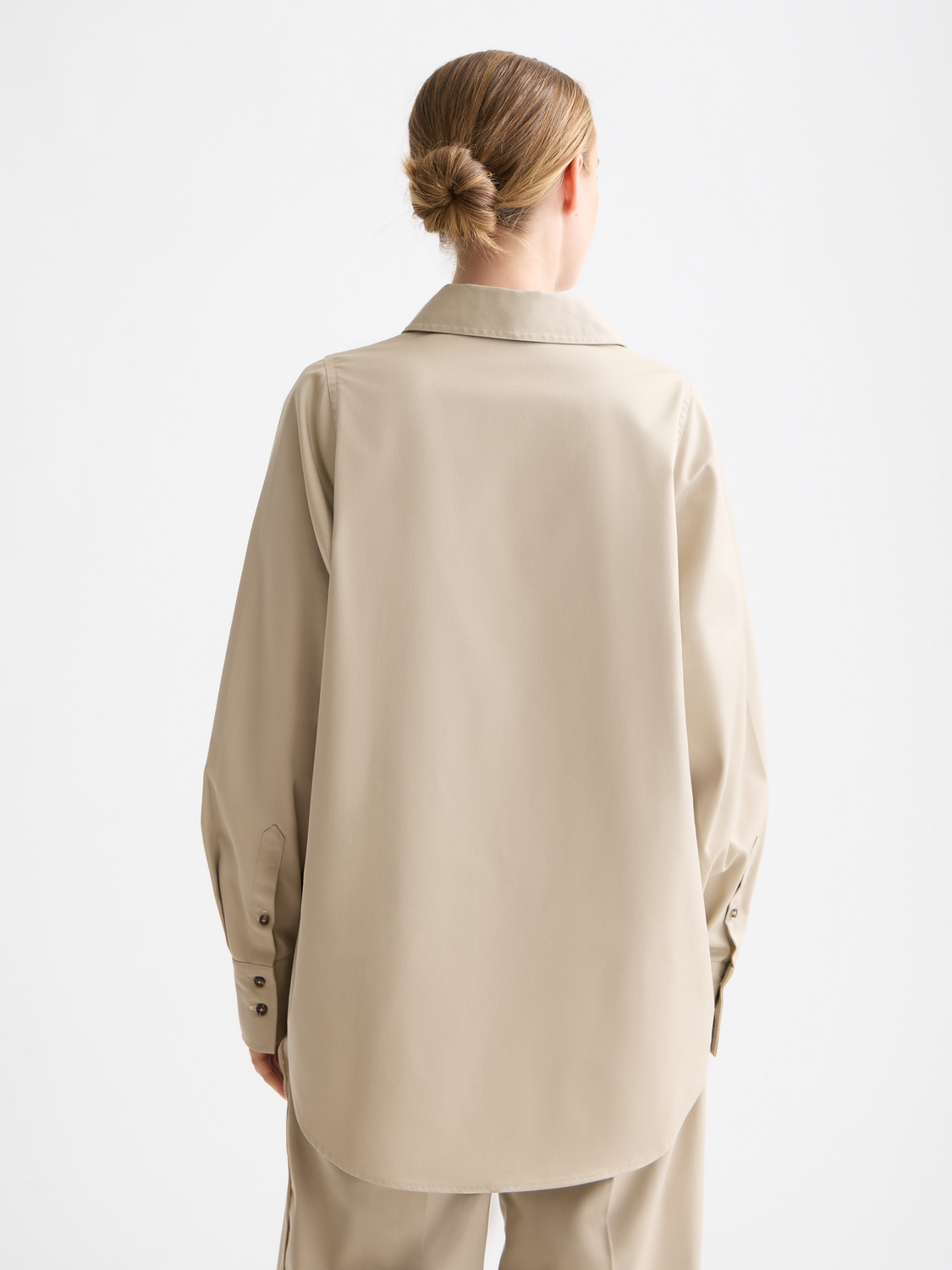 Long sleeve Scotch & Soda contrast stitch shirt with back view, showing detailed stitching and casual fit.