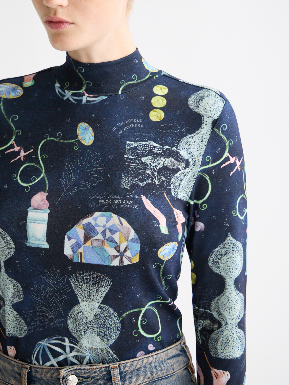 Long sleeve printed mock neck tee by Scotch & Soda featuring a stylish design and comfortable fit.