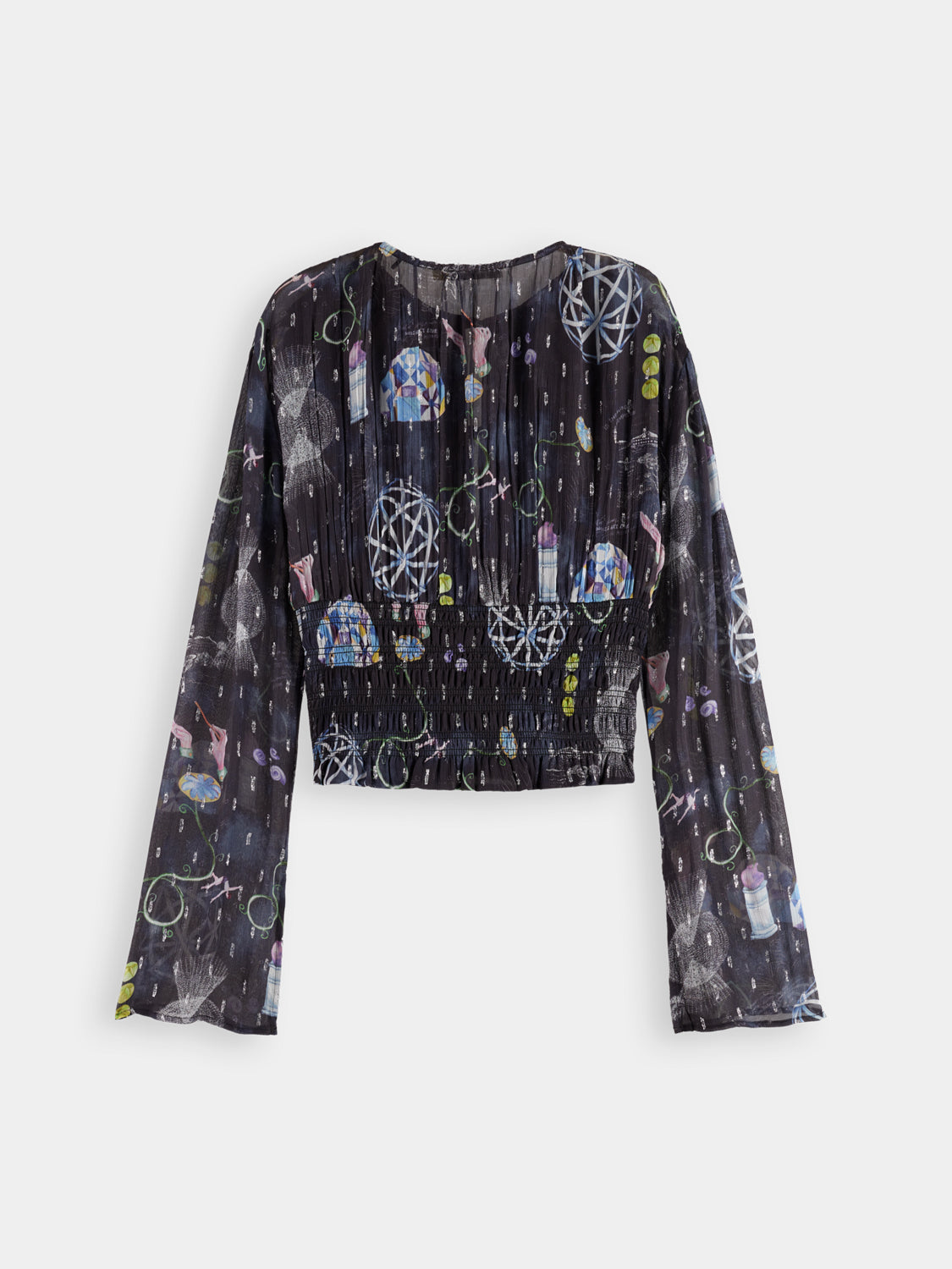 Woven top with smocked waist from SCOTCH & SODA, featuring a fitted bodice and lightweight fabric in a stylish design.