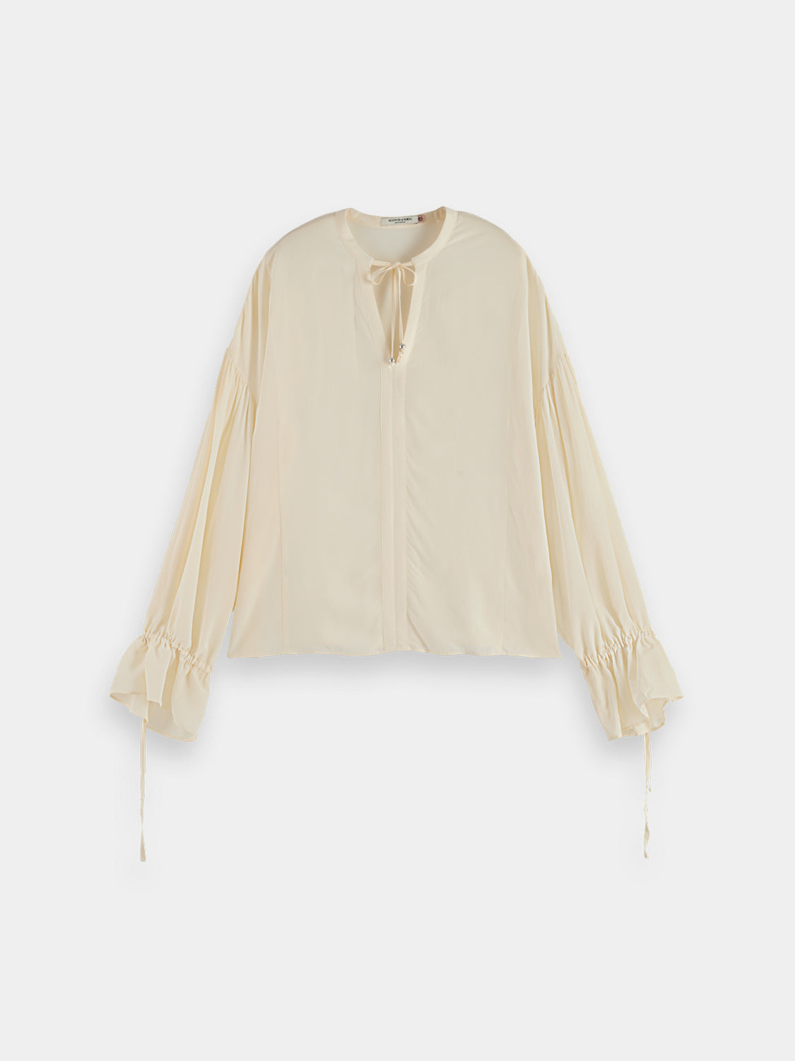 Woven blouse with drawstring details by Scotch & Soda, featuring a relaxed fit and button-front design.