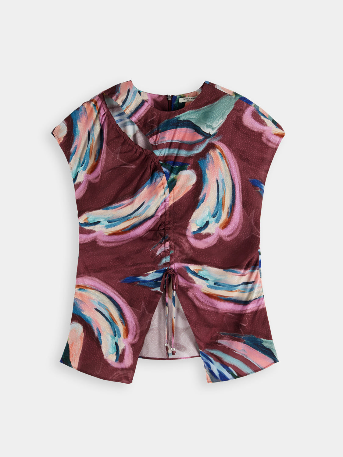 Woven keyhole top by Scotch & Soda featuring a stylish design, with intricate details and a fitted silhouette.