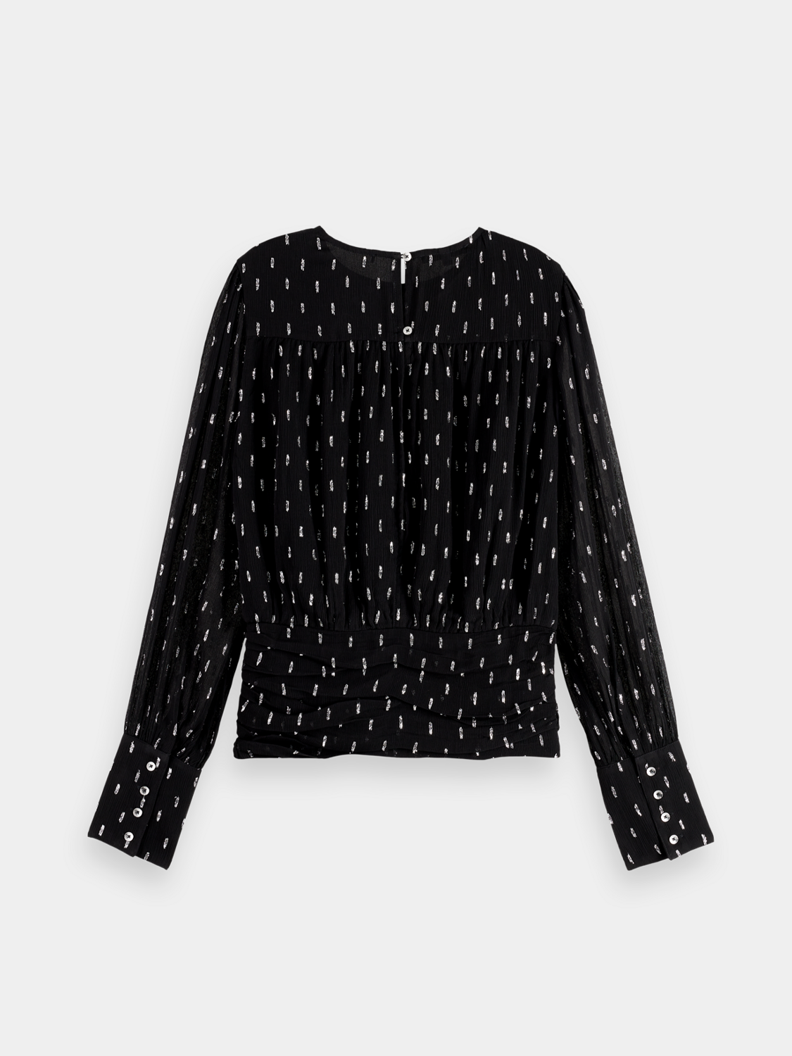 Black woven Fil Coupe top by Scotch & Soda featuring a relaxed fit and textured fabric.