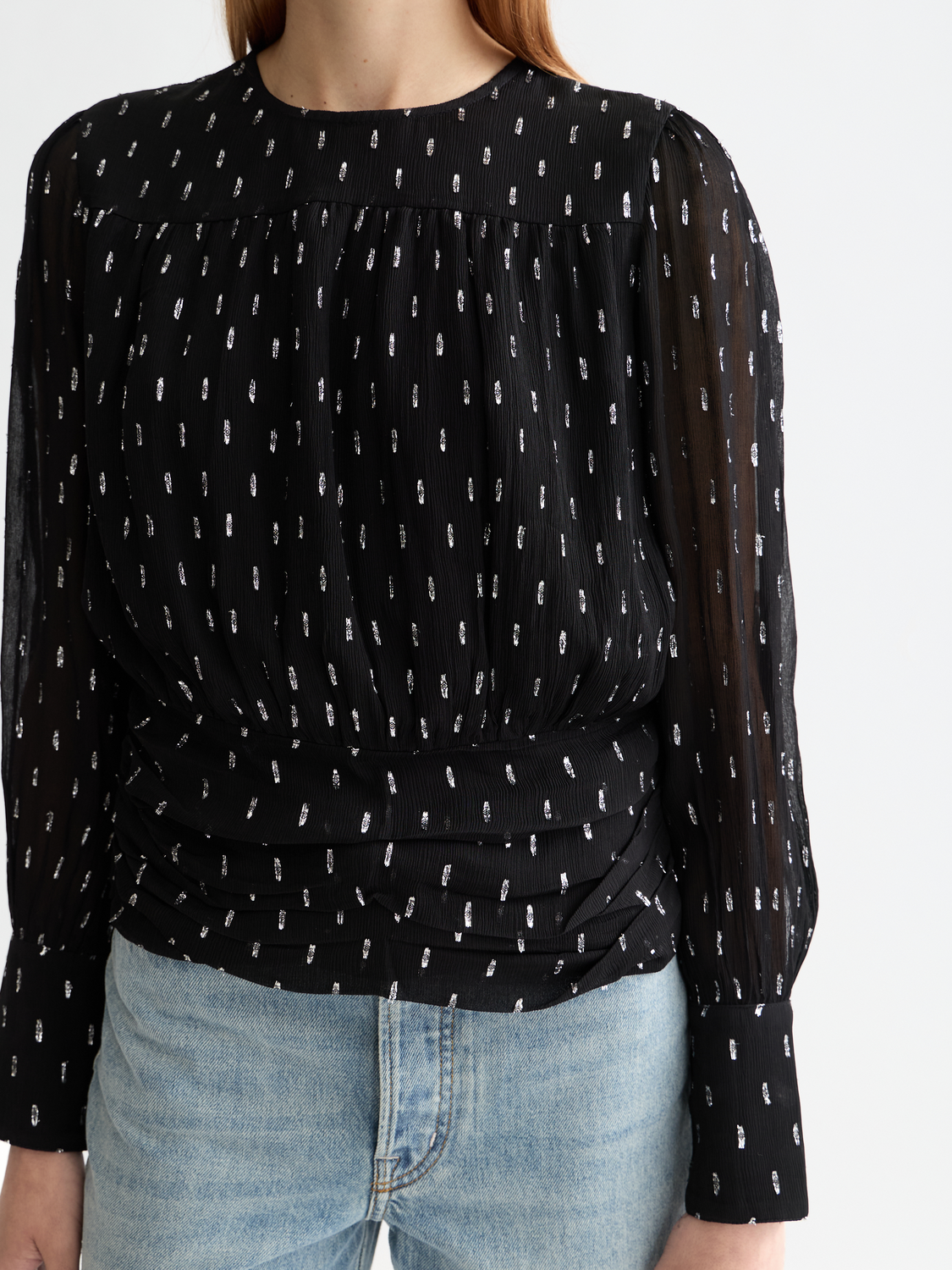 Woven Fil Coupe top by Scotch & Soda featuring a sleek, stylish design with intricate fabric details.