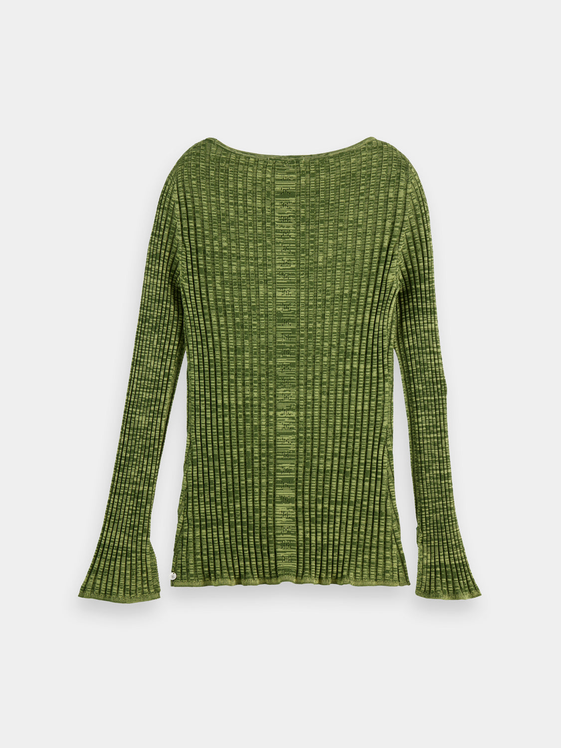 Black ribbed knitted pullover by Scotch & Soda, featuring a cozy, textured knitwear design with a round neckline.
