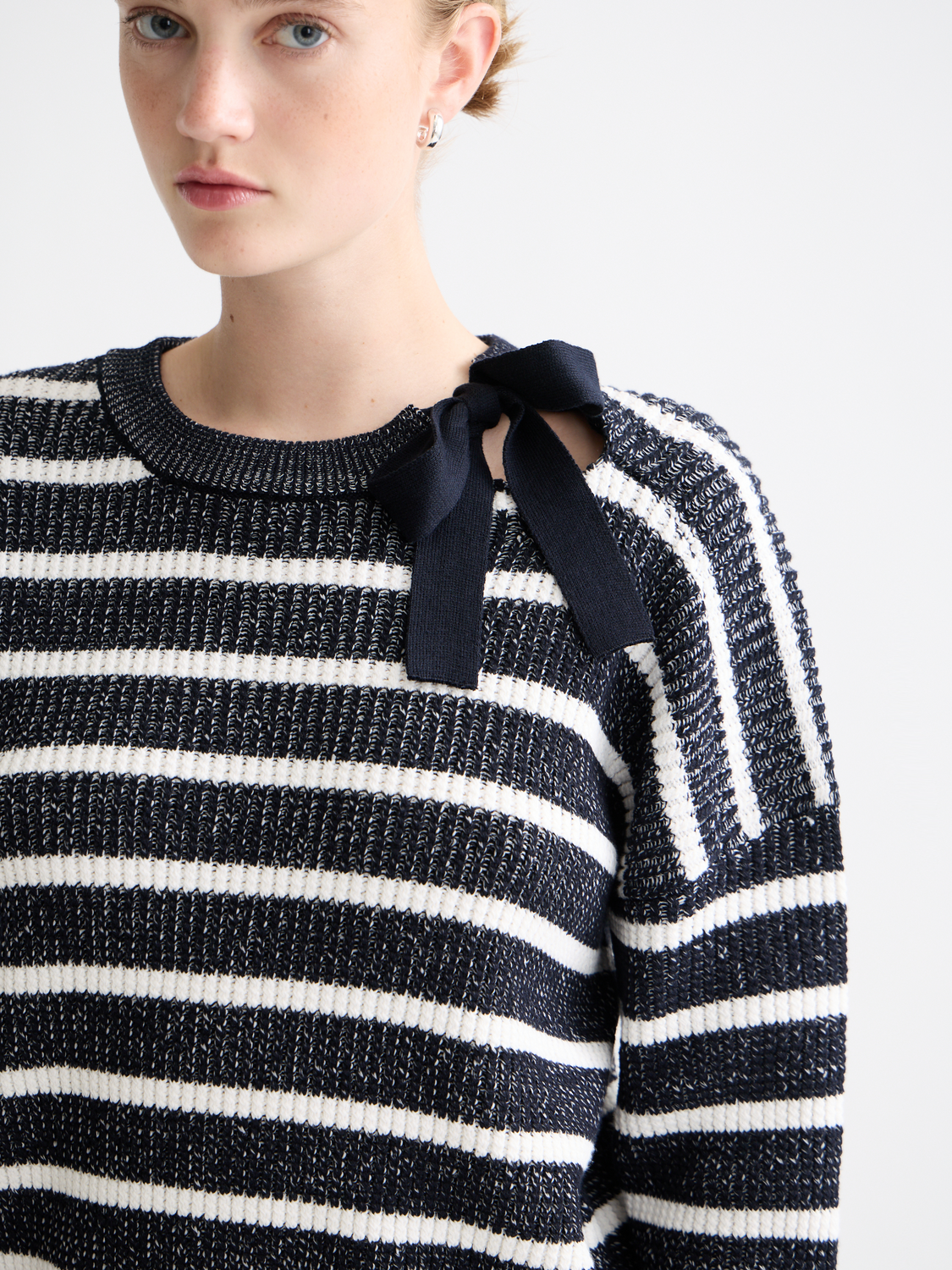 Stripe tie neck pullover - Scotch & Soda NZ