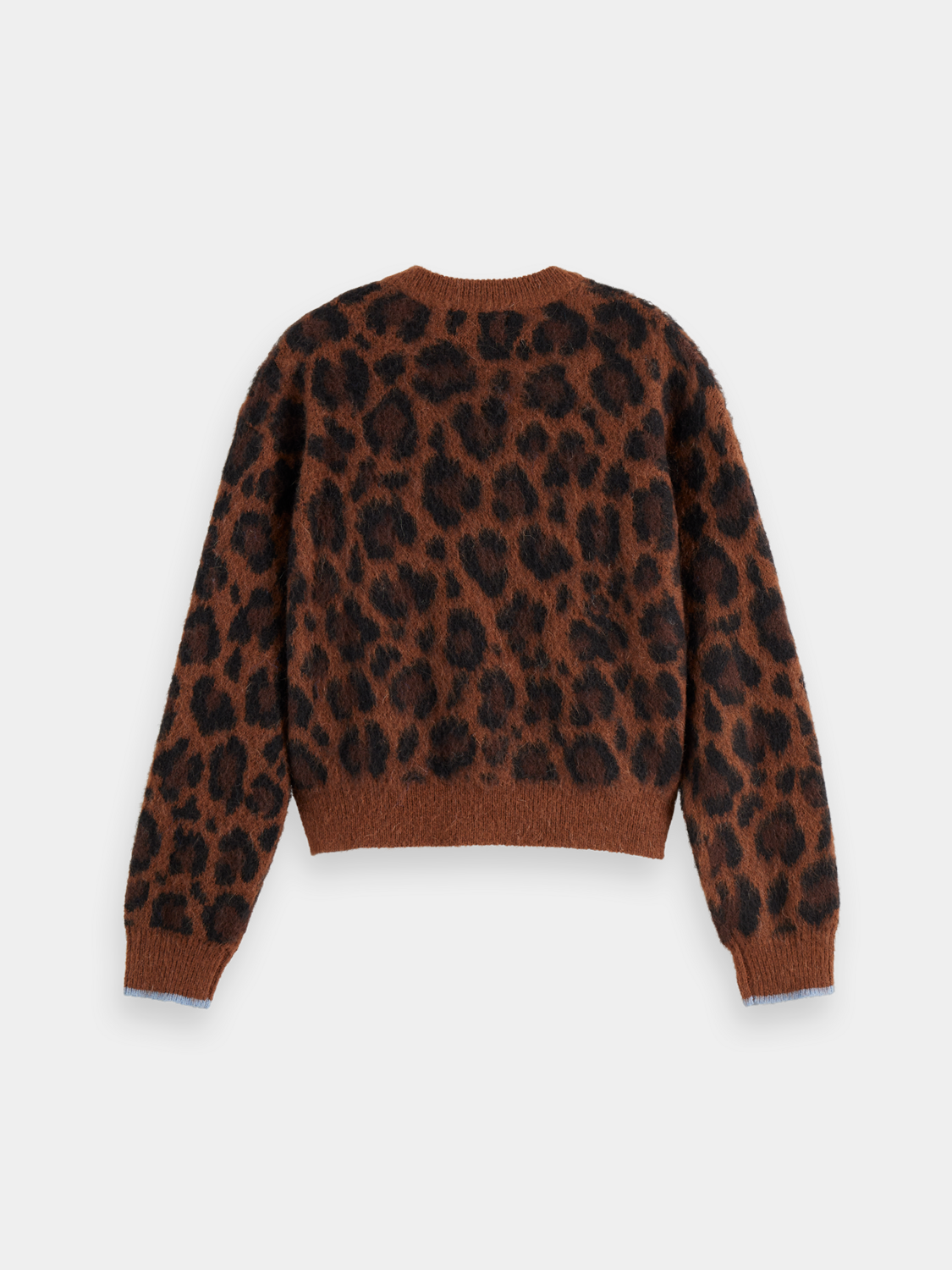 Fuzzy jacquard knitwear pullover by SCOTCH & SODA featuring a textured pattern in black and cozy knit fabric.