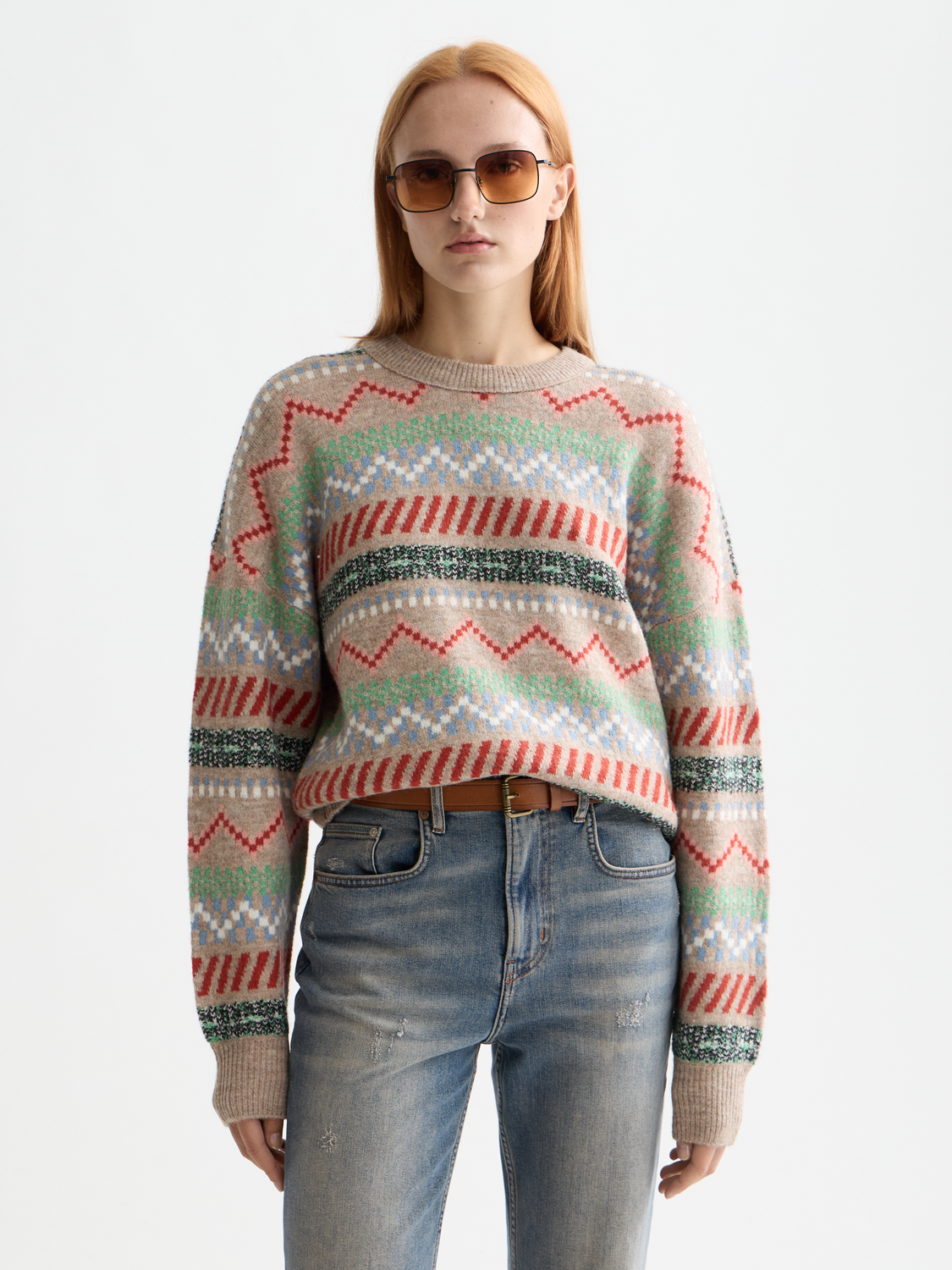 Fair Isle knitwear pullover by Scotch & Soda featuring a colorful, patterned design, long sleeves, and cozy fit.