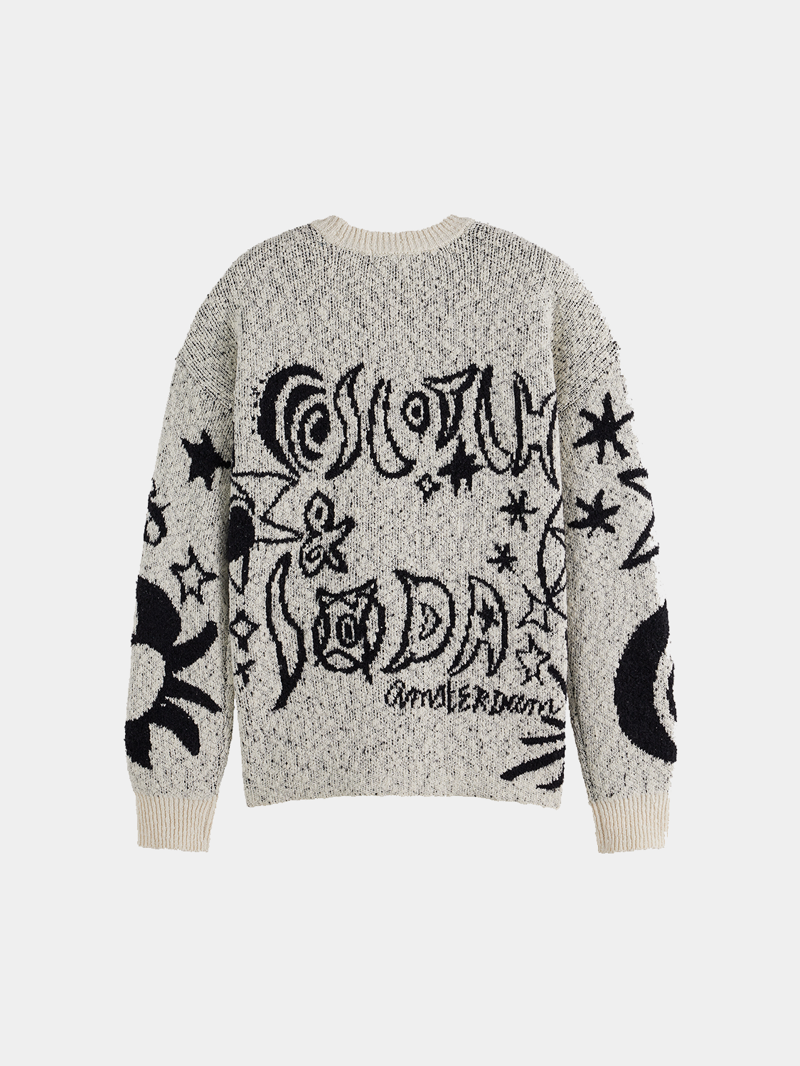 Dark blue Scotch & SODA jacquard knit pullover with intricate patterns and a comfortable fit.