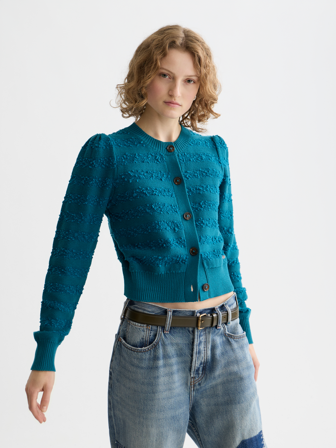 Boucle stripe cardigan