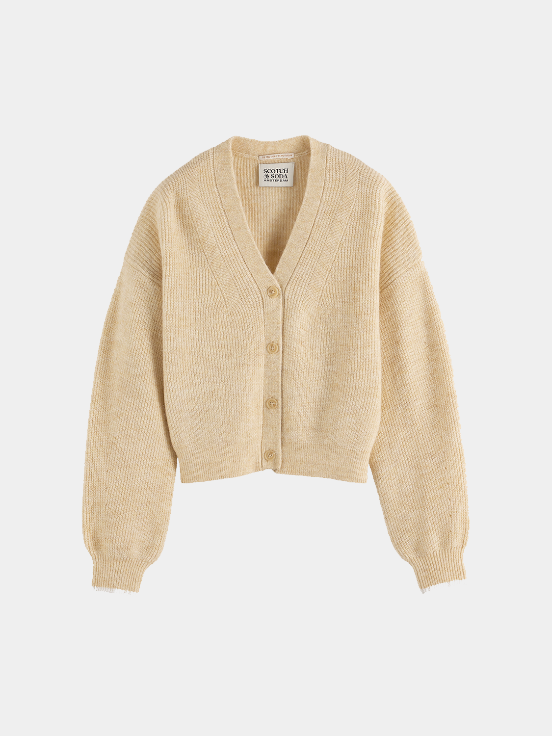 Fuzzy knit cardigan by Scotch & Soda featuring soft, chunky knit fabric and a cozy, relaxed fit.