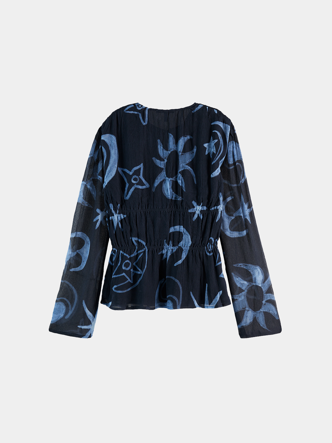Woven printed top with tie front from SCOTCH & SODA, featuring a stylish design and lightweight fabric.