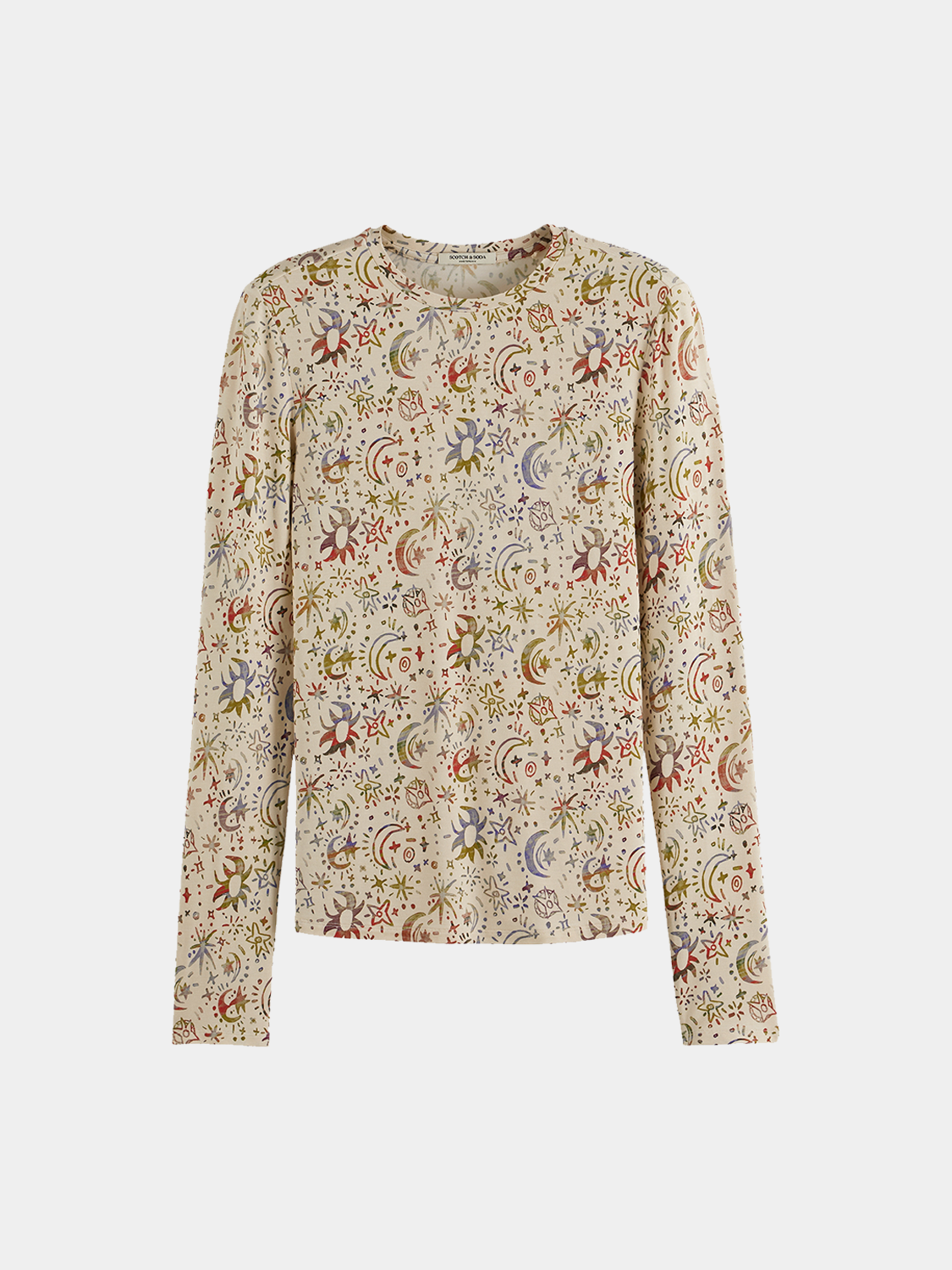 Printed long sleeve T-shirt from SCOTCH & SODA featuring bold graphic design on the front, made from soft fabric.