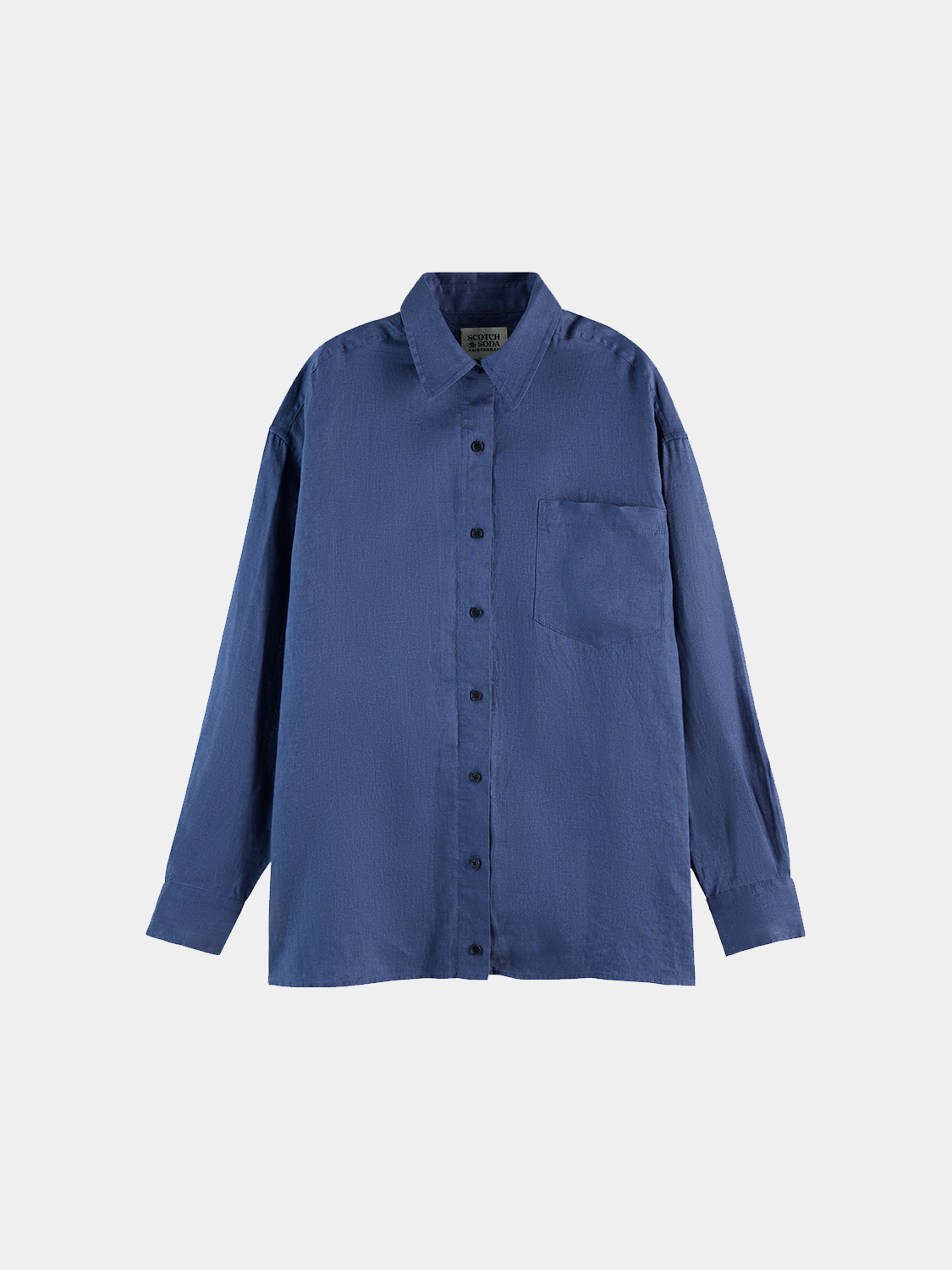 Long sleeve linen shirt from Scotch & Soda featuring a relaxed fit, lightweight fabric, and a classic collar.