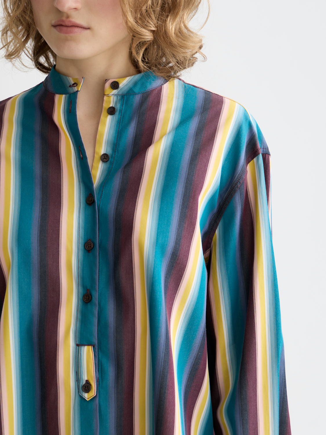 Long-sleeve striped shirt by Scotch & Soda featuring relaxed fit and classic pattern, displayed on a neutral background.
